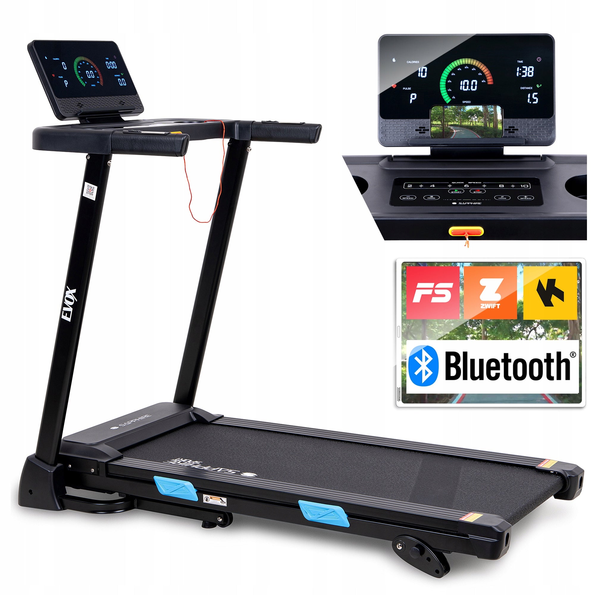 EVOX Electric TREADMILL Folding TRAINING 12km/h SHOCK ABSORPTION HOME APP