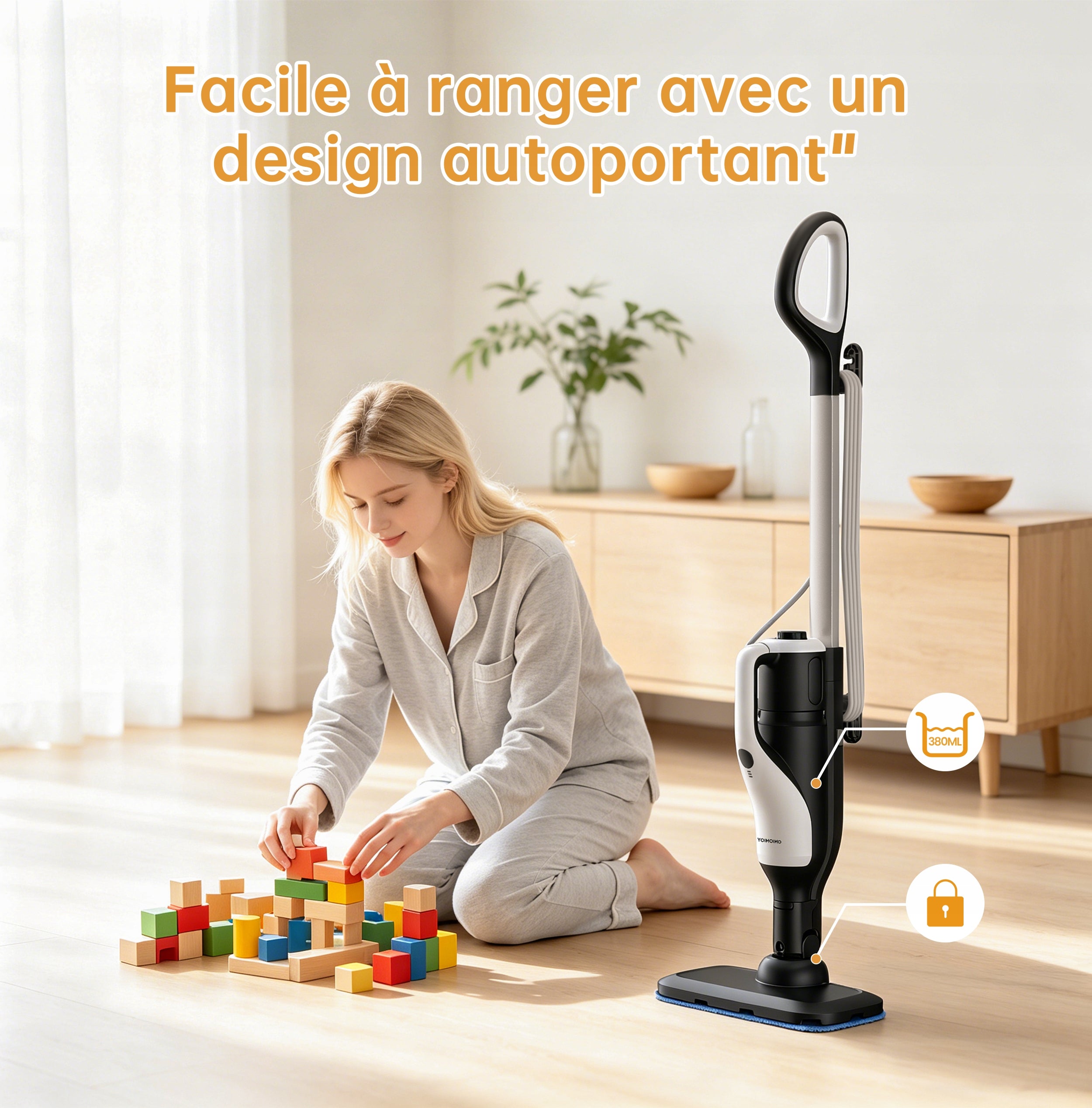 EX-101 Steam Mop & Handheld | 1500W 3 Levels 380ml 5m Cord 8 Tools Brand Azmsary