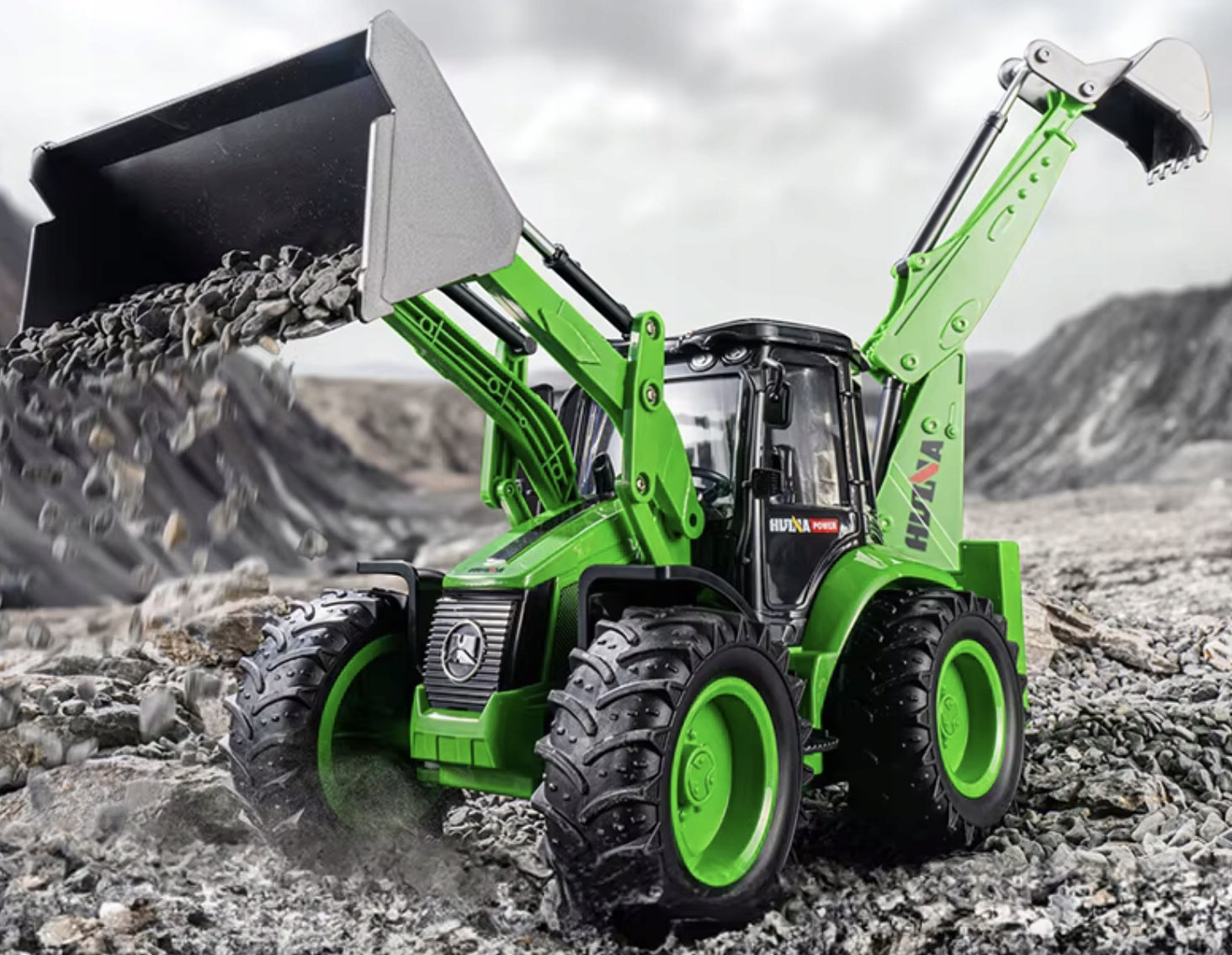 EXCAVATOR-LOADER RC HUINA 1579 CONSTRUCTION VEHICLE REMOTE CONTROLLED TOY Kind driving