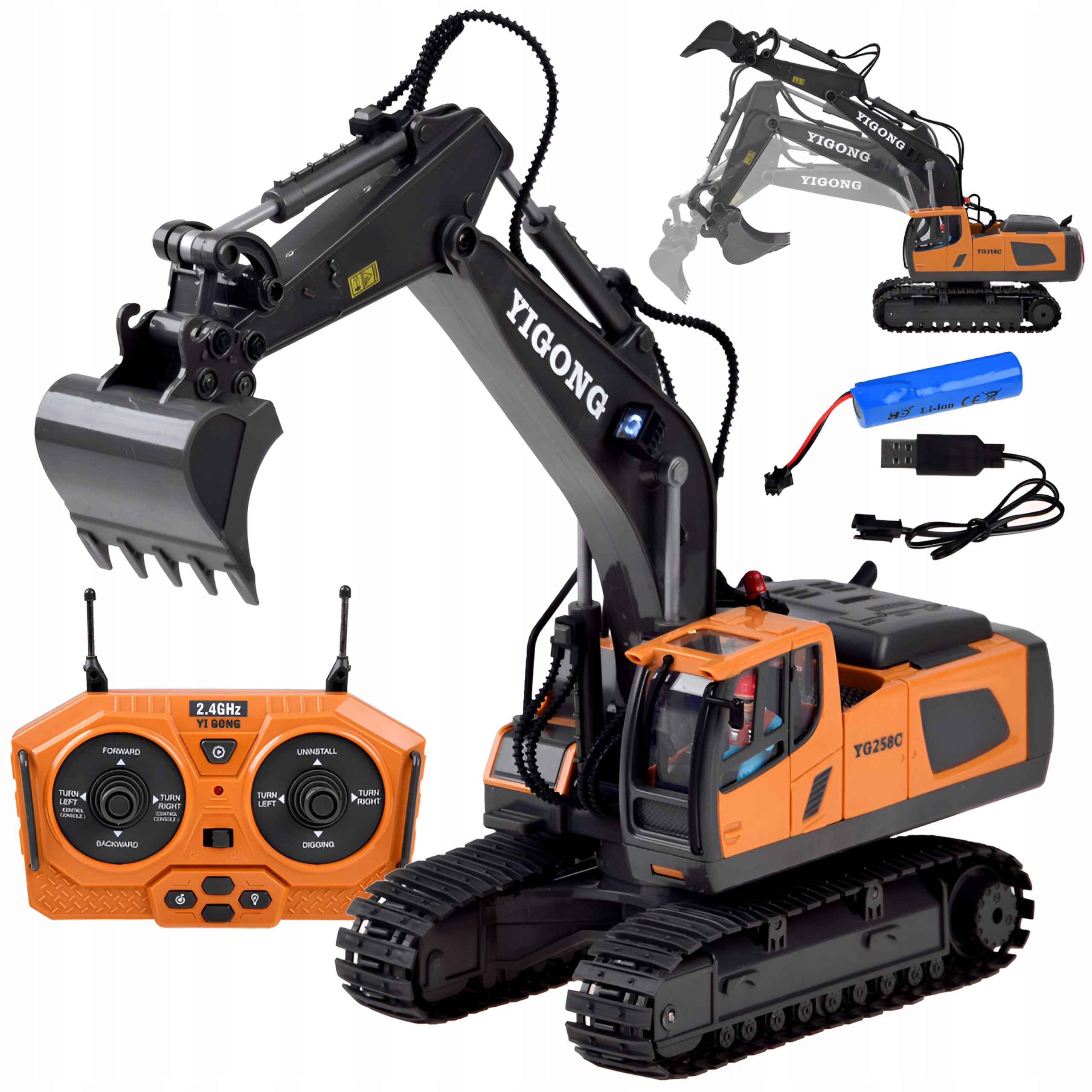 EXCAVATOR ON TRACKS REMOTE CONTROLLED ON REMOTE CONTROL SPYCH CAR BATTERY Manufacturer code 5904326943223