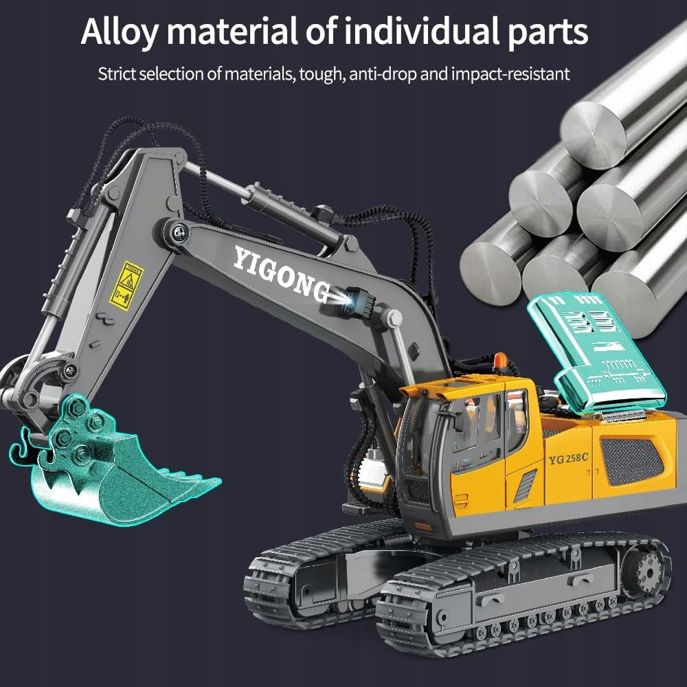 EXCAVATOR RC 1:20 CONSTRUCTION VEHICLE REMOTE CONTROLLED WITH METAL SHOVEL Manufacturer code RE-1027 (1043)