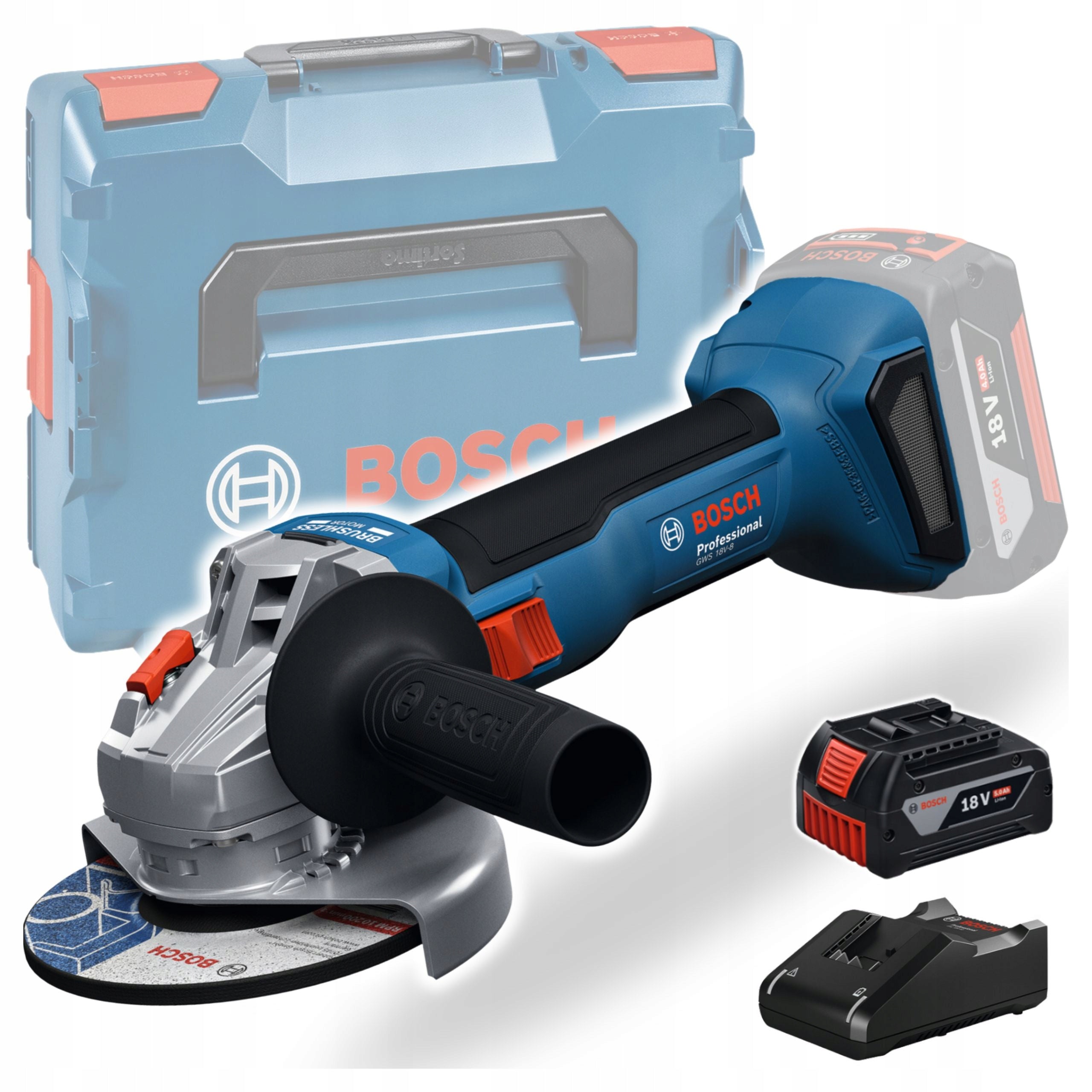 EXCLUSIVE - Bosch Professional GWS 18V-8 Angle Grinder + 5Ah 06019N9005