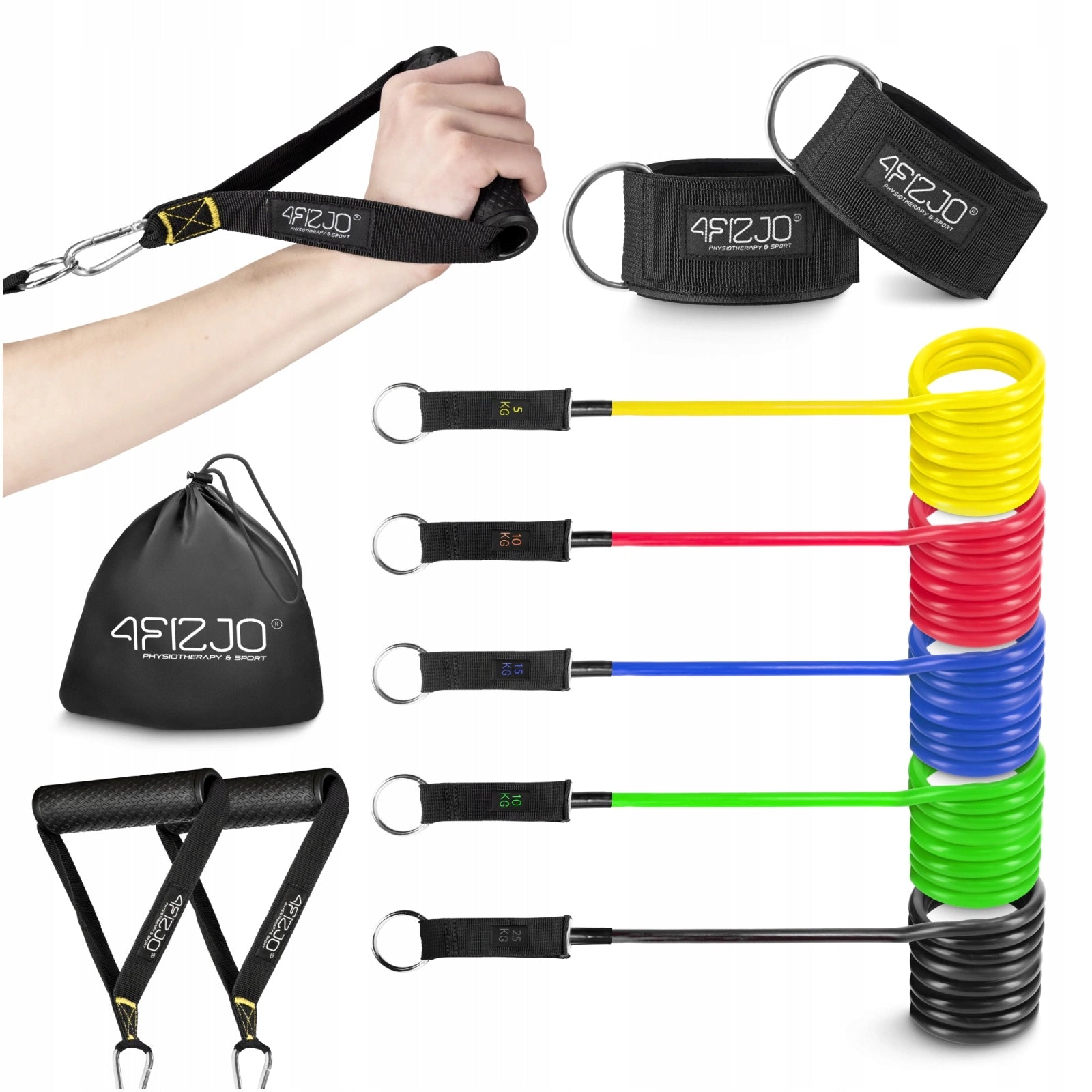 EXERCISE EXPANDERS RESISTANCE TRAINING RUBBERS FOR REHABILITATION SET OF 5 RUBBERS