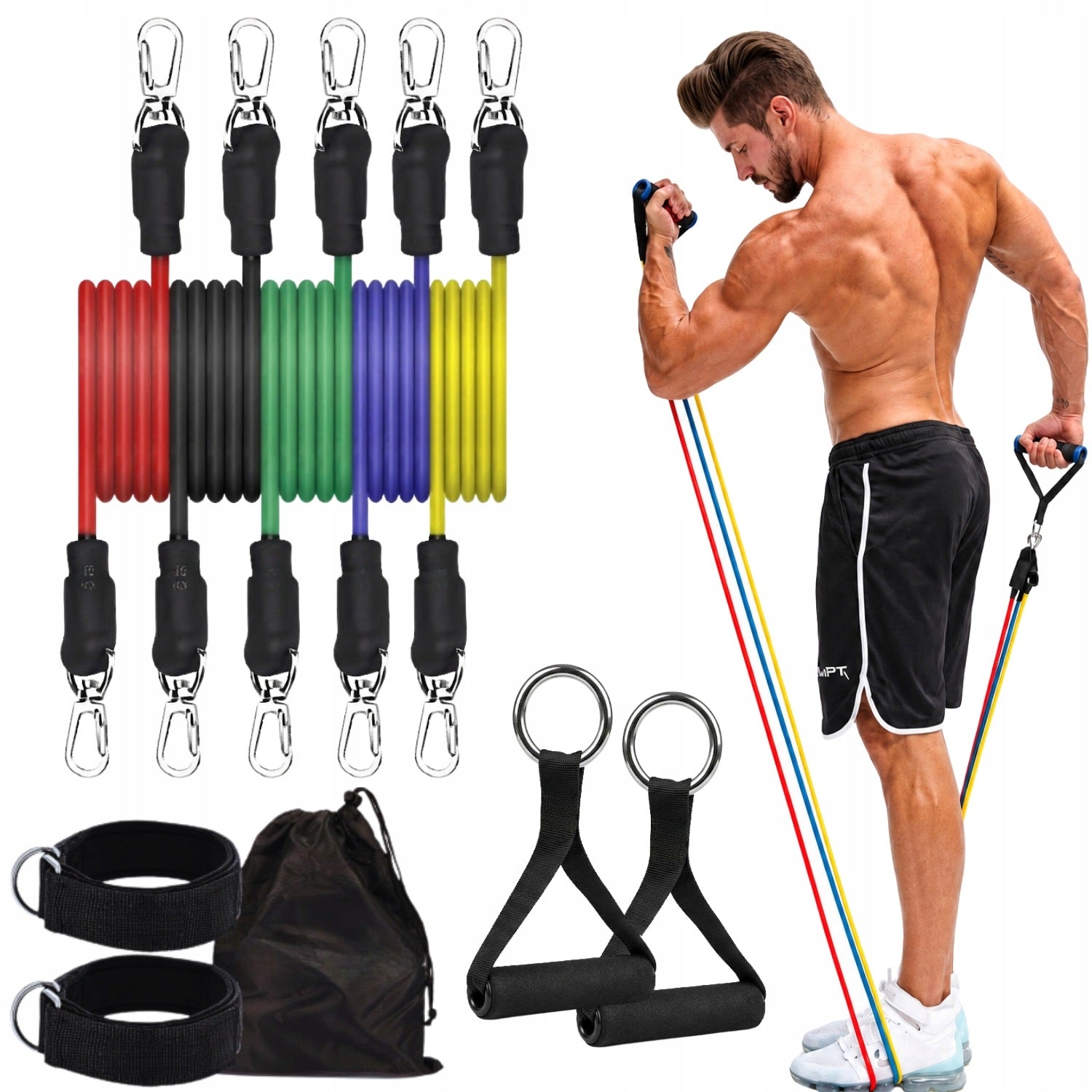 EXERCISE EXPANDERS RESISTANCE TRAINING RUBBERS FOR STRETCHING SET OF 5
