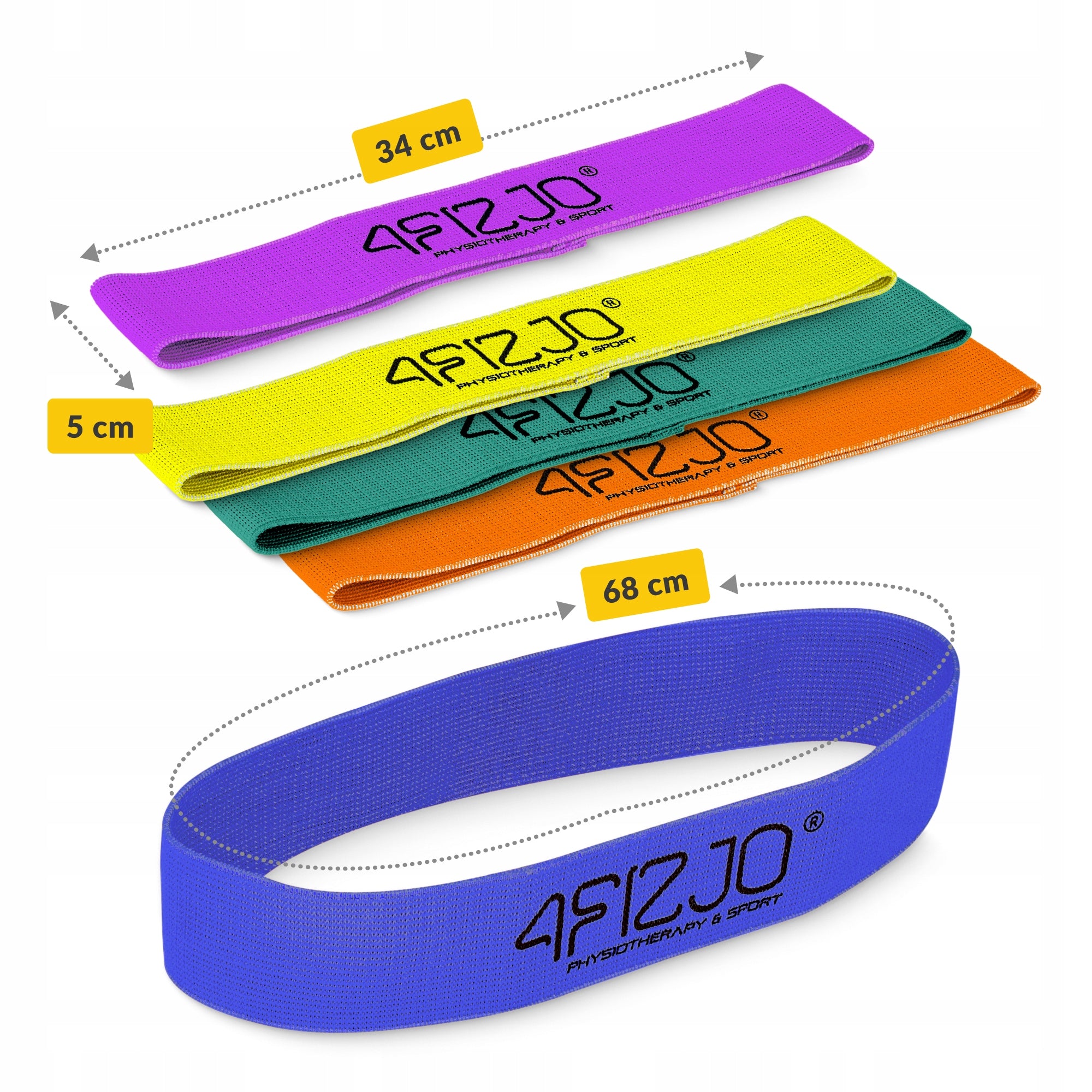 EXERCISE MATERIAL RUBBER FITNESS SET NON-SLIP FLEX BAND 5 PCS. Color multicolor