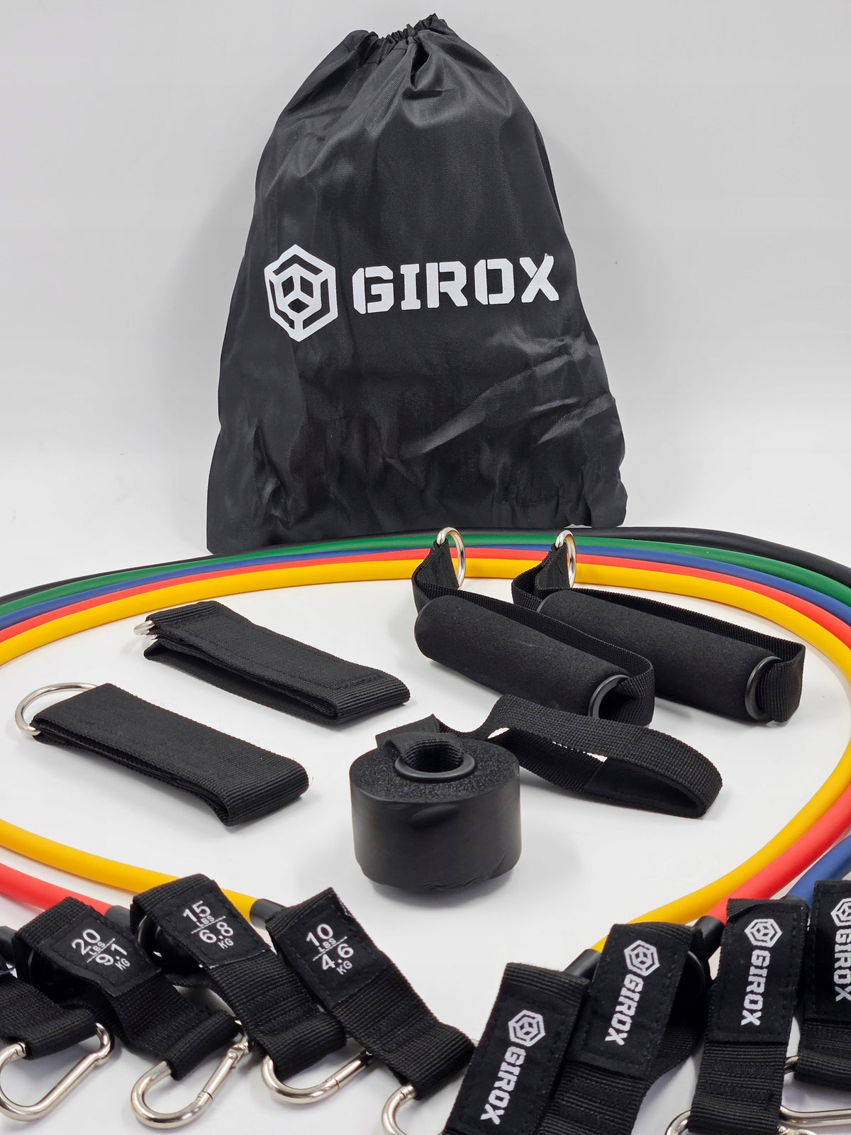 EXERCISE RESISTANCE RUBBERS WITH HOOK HANDLES SET OF 5 RESISTANCE RUBBERS UP TO 45 KG Manufacturer code TX-050TSV