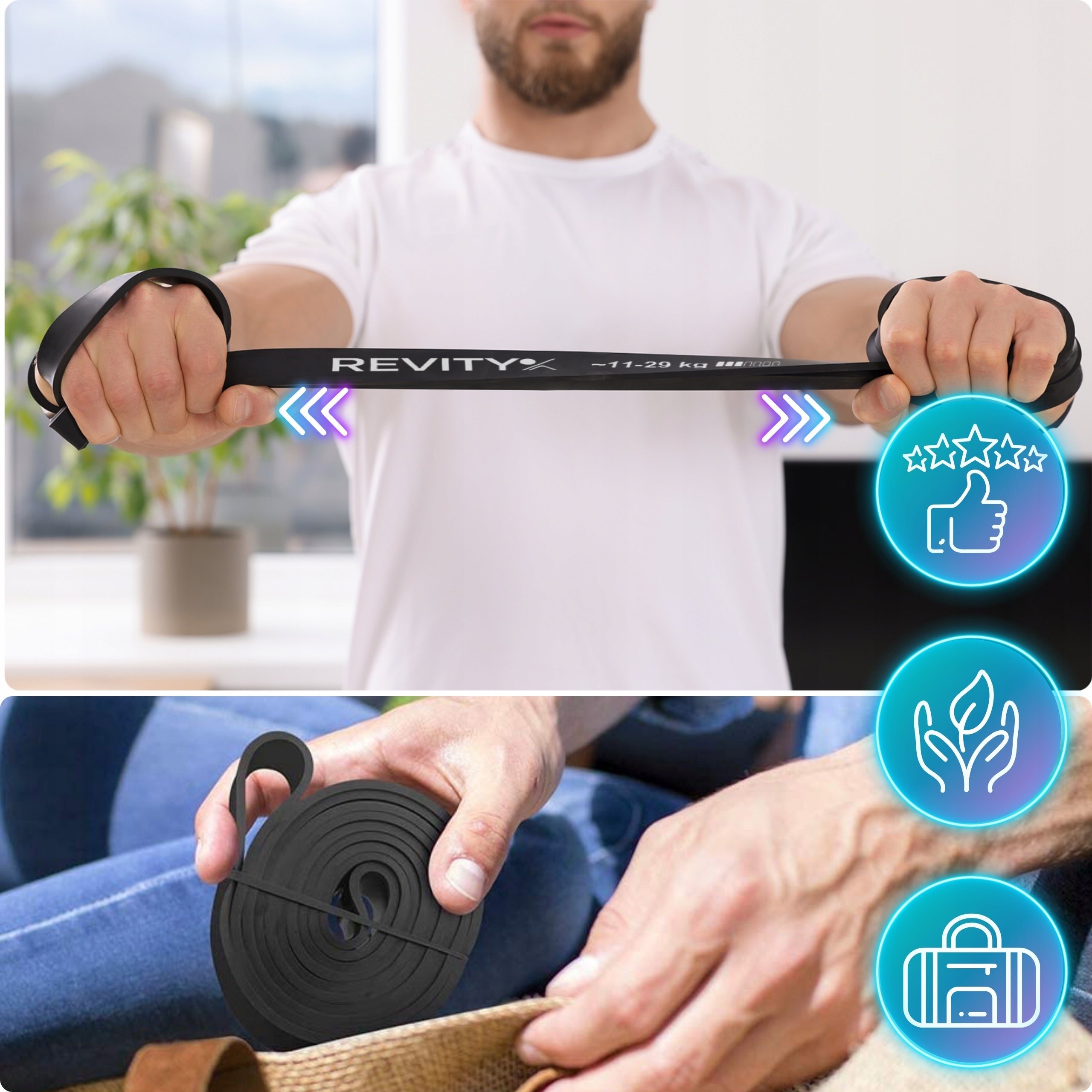 EXERCISE RESISTANCE TAPE PULL-UP RUBBER PREMIUM A+ RESISTANCE 11-29 kg Length 208 cm