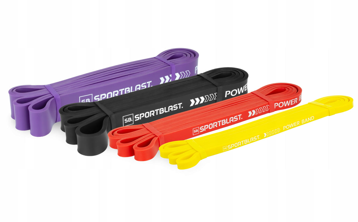 EXERCISE RUBBER POWER BAND SET OF 4 PIECES RESISTANCE TRAINING BAG HANDLE Color pink