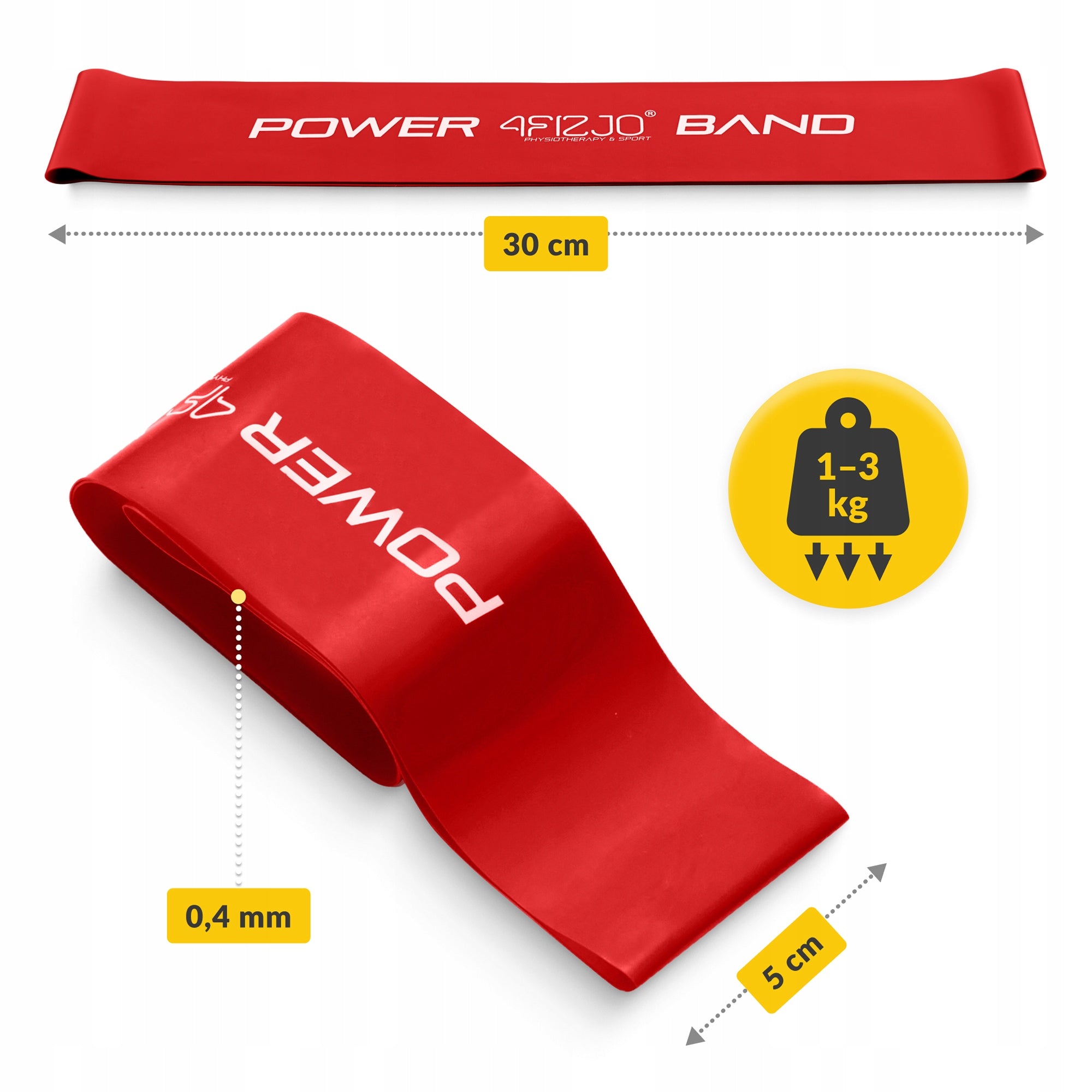 EXERCISE RUBBER RESISTANCE BAND POWER BAND FITNESS SHORT LIGHT RESISTANCE 0,4MM Brand 4FIZJO