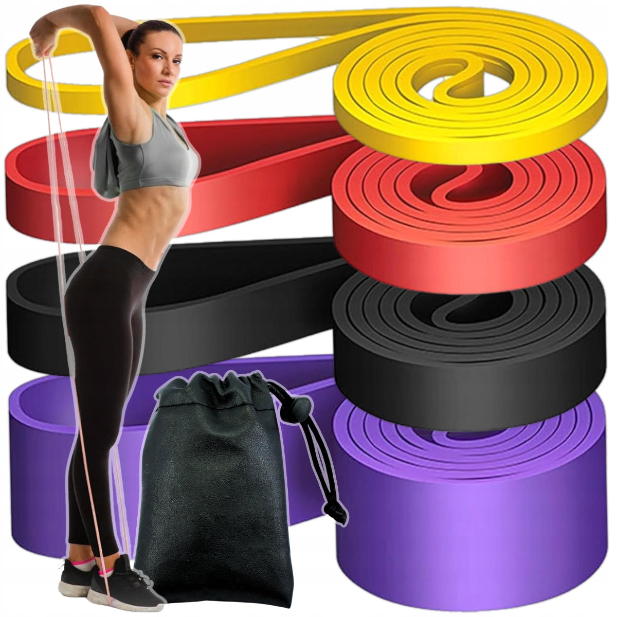 EXERCISE RUBBER RESISTANCE BANDS POWER BANDS LATEX SET OF 4PCS STRONG LONG