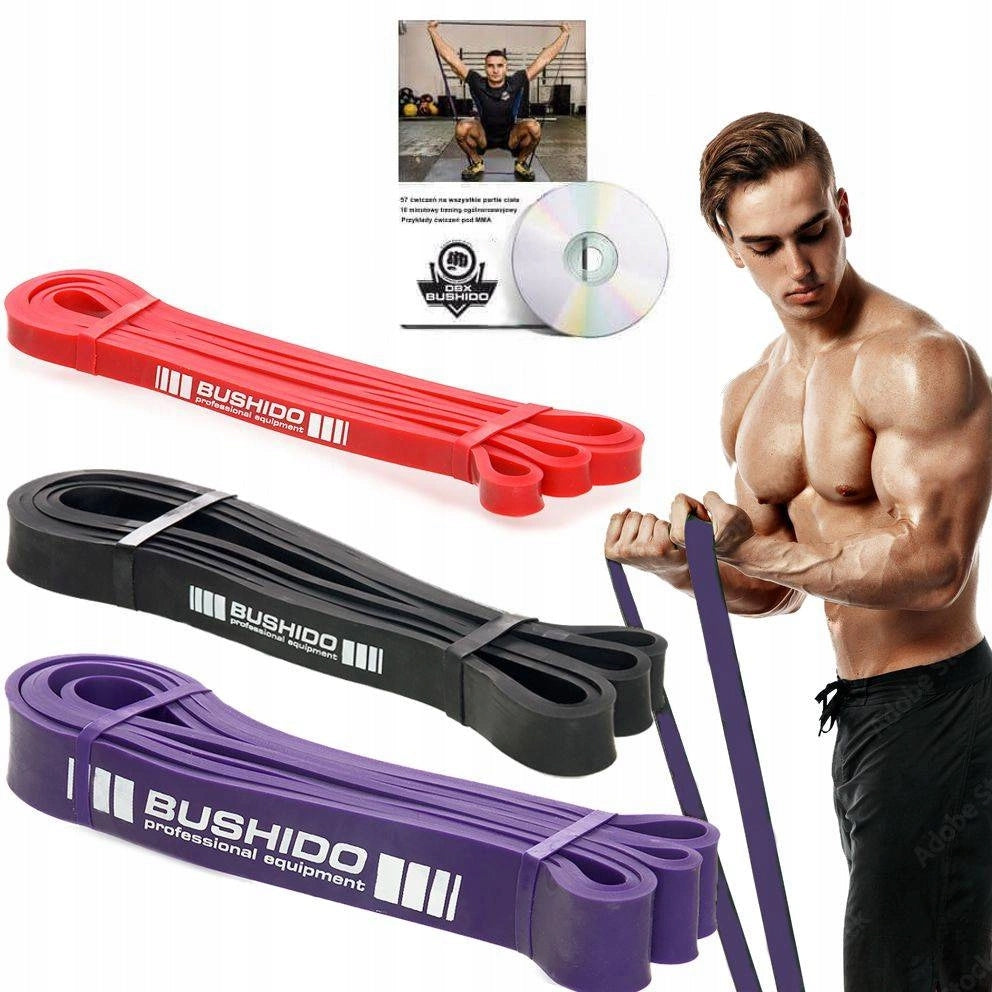 EXERCISE RUBBER SET OF 3 RESISTANCE POWER BAND TRAINING RUBBERS DBX BUSHIDO Packaging status original