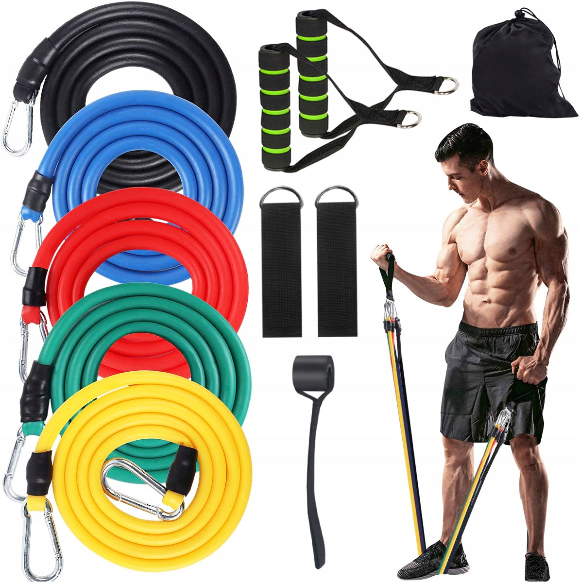 EXERCISE RUBBERS SET OF 5 RESISTANCE RUBBERS EXPANDER