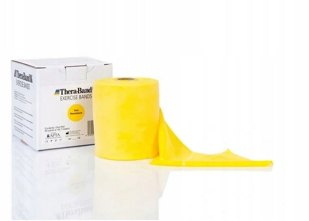 EXERCISE TAPE RUBBER YELLOW THERA BAND 2,5m RESISTANCE WEAK Length 250 cm