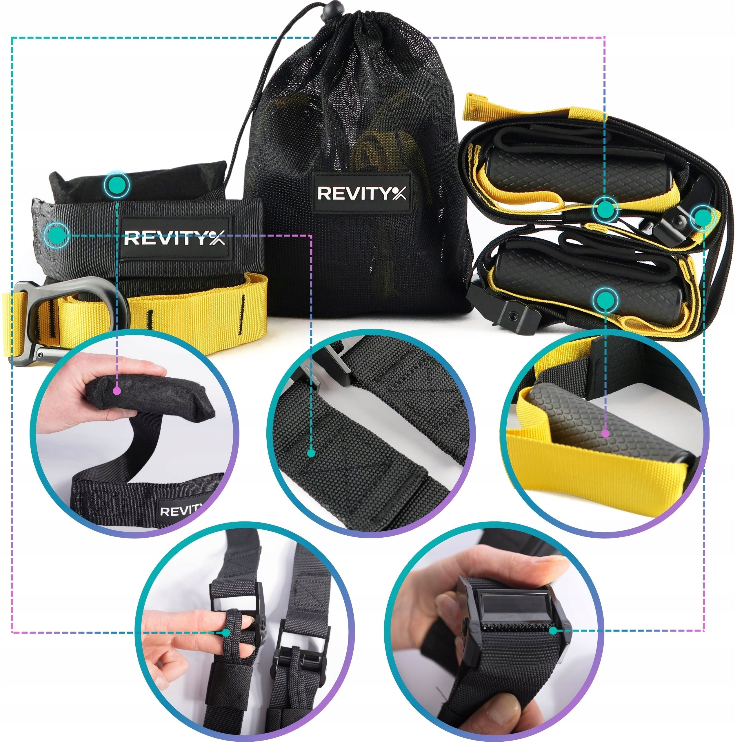 EXERCISE TAPES CROSS TRAINING BELTS WITH ACCESSORIES HIGH QUALITY Brand Revity