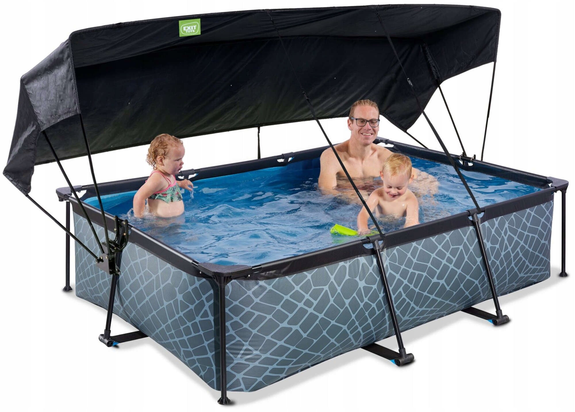 EXIT FRAMED SWIMMING POOL 220X150X65 CM FILTER AWNING Volume 1800 l