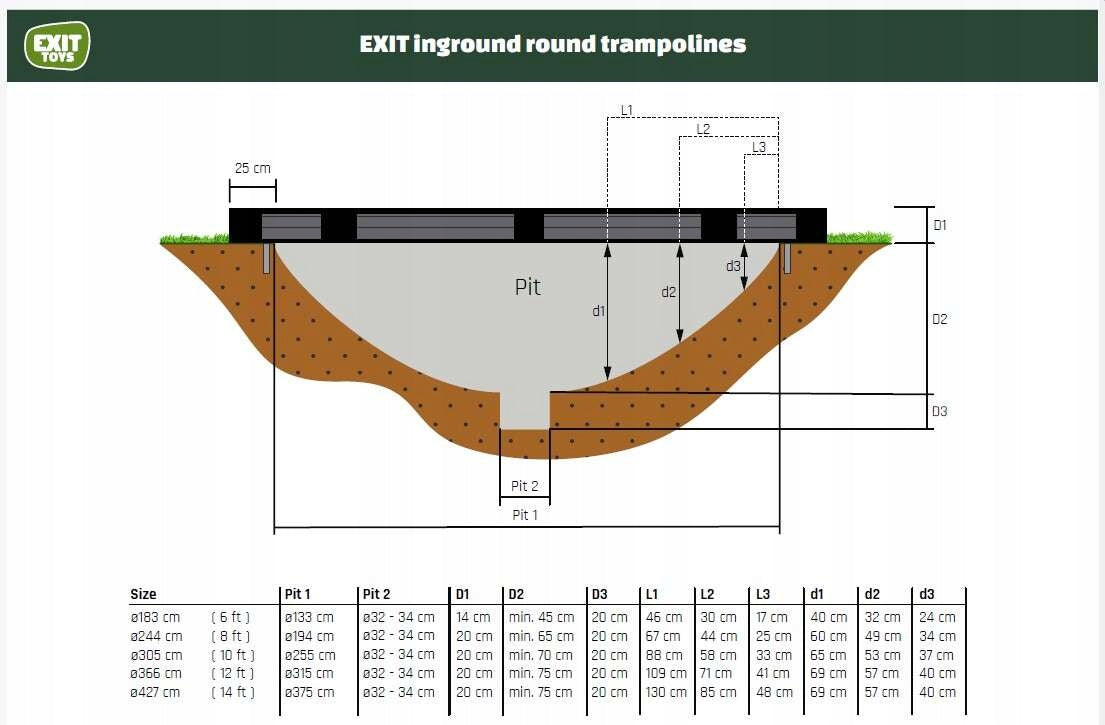 EXIT SILLHOUETTE TRAMPOLINE WITH MESH ø183CM BLACK Net height 160 cm