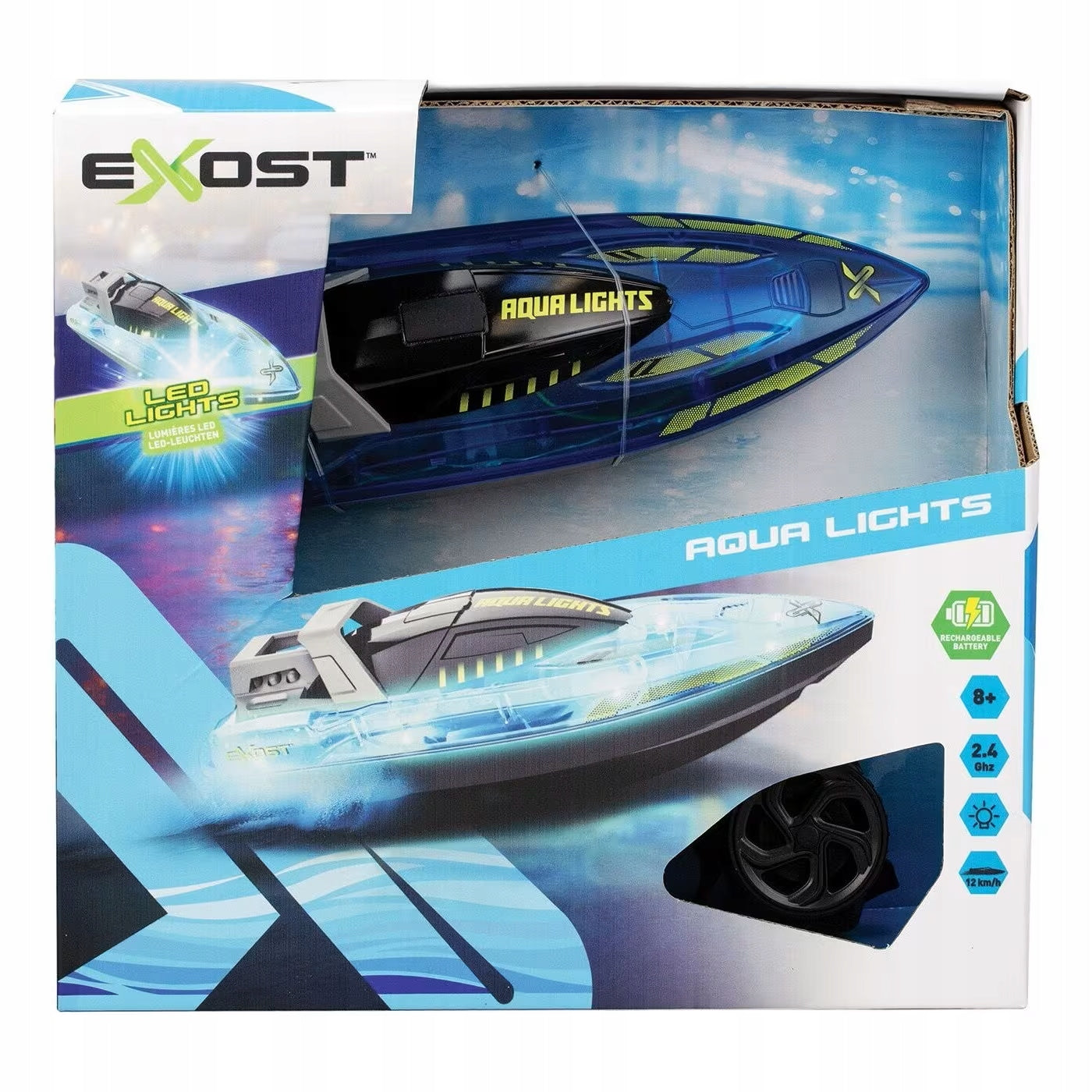EXOST Aqua Lights Boat RC – Remote Controlled Motorboat with LED 2.4 GHz