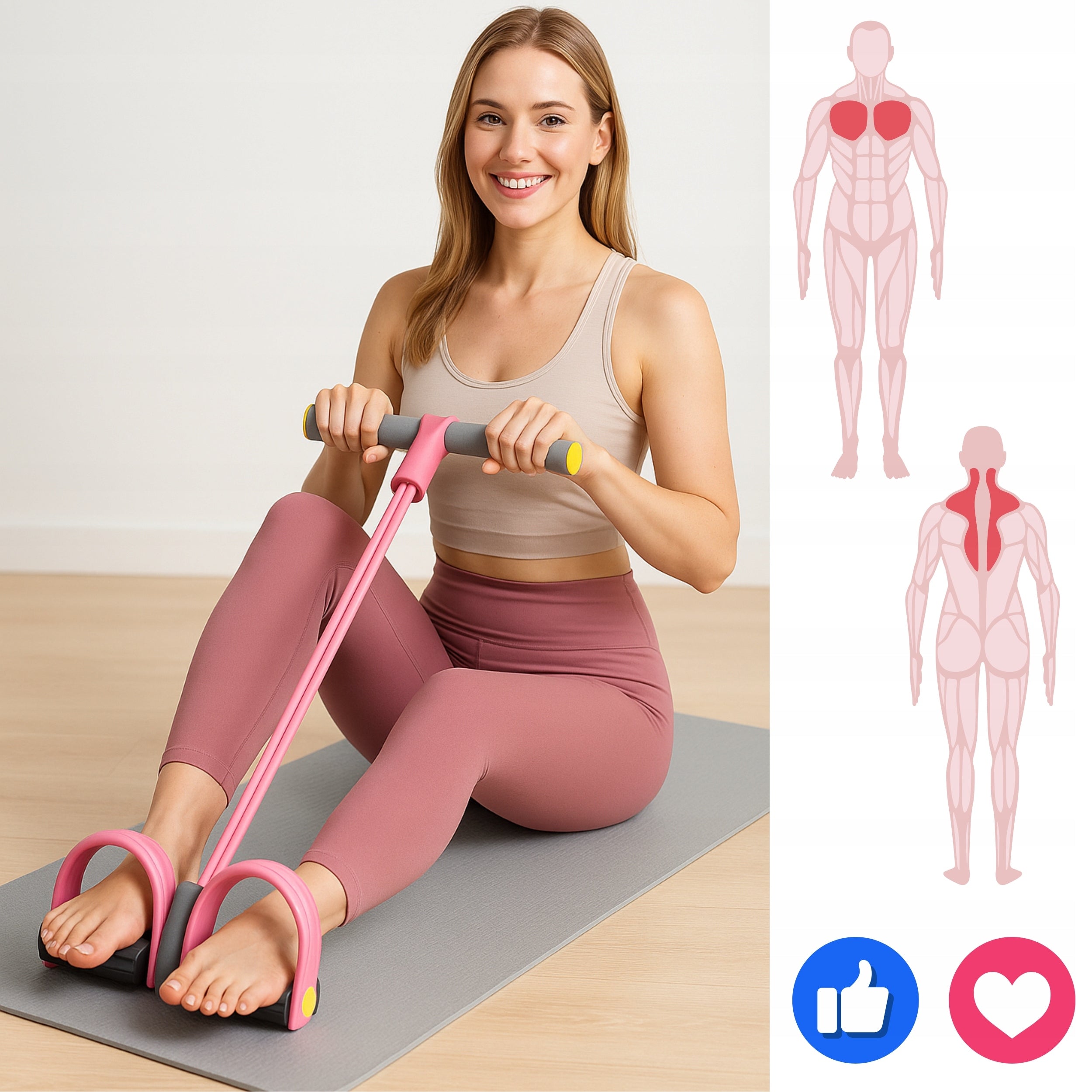 EXPANDER TAPE FITNESS EXERCISE RUBBER FOR WOMEN ABDOMINAL LEGS FIRMING Length 50 cm