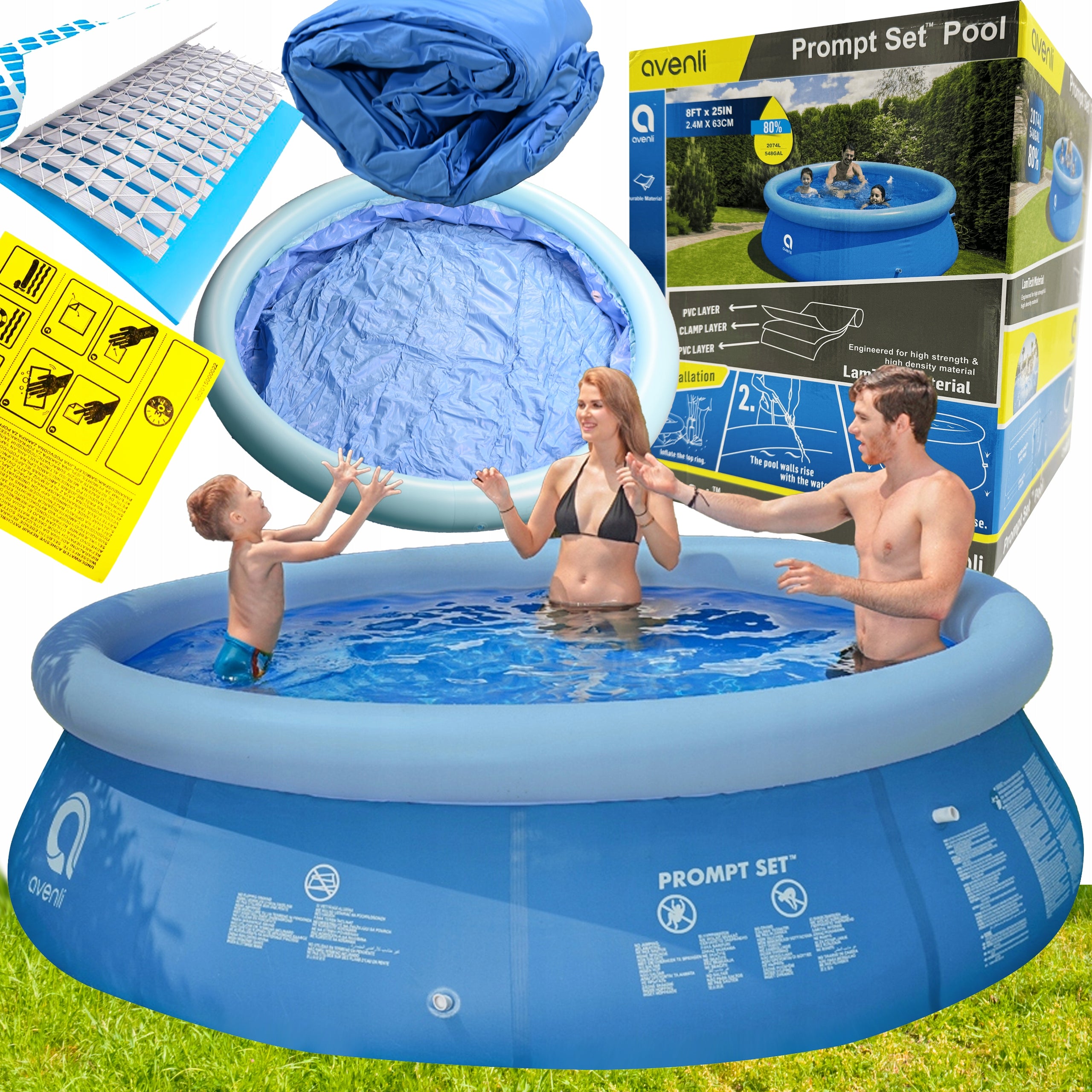 EXPANSION POOL 2,4m GARDEN AVENLI 6in1 FOR CHILDREN 3 LAYERS PREMIUM XXXXL