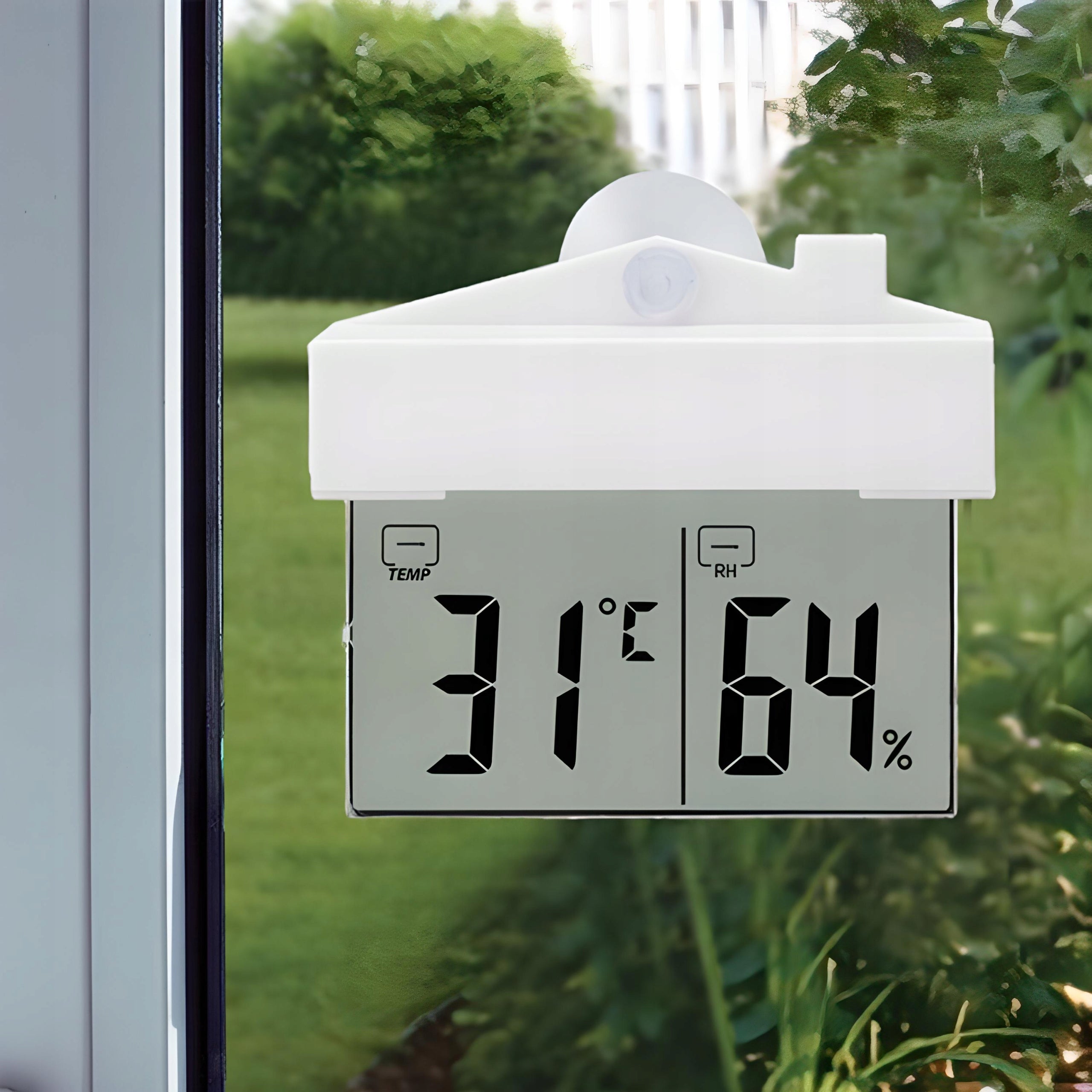 EXTERNAL INTERNAL WINDOW THERMOMETER FOR WINDOW DIGITAL HYGROMETER °C/°F Color white