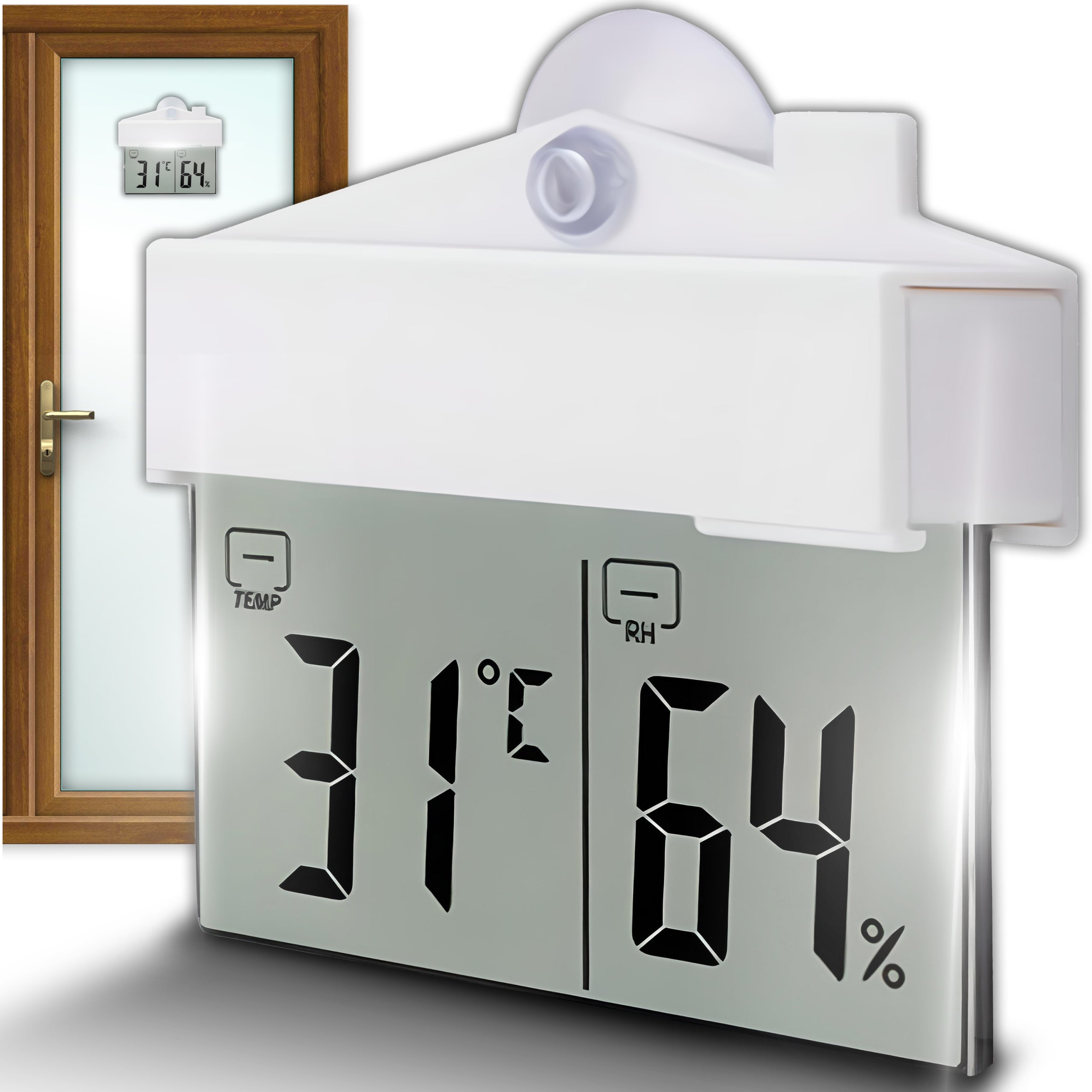 EXTERNAL INTERNAL WINDOW THERMOMETER FOR WINDOW DIGITAL HYGROMETER °C/°F