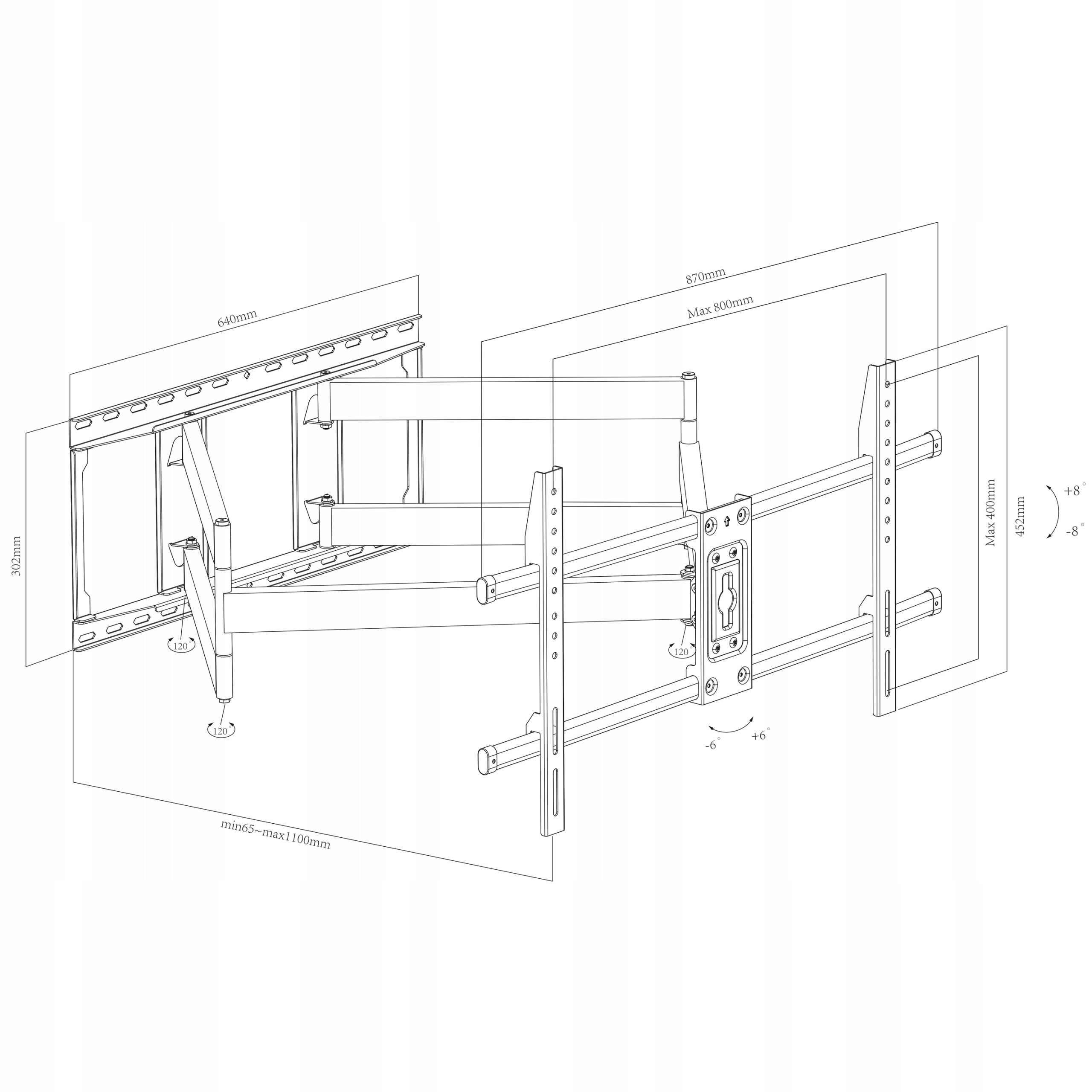 EXTRA LONG Sturdy Rotating TV Mount 50"-90" VESA TV Hanger Manufacturer code ONYX-50