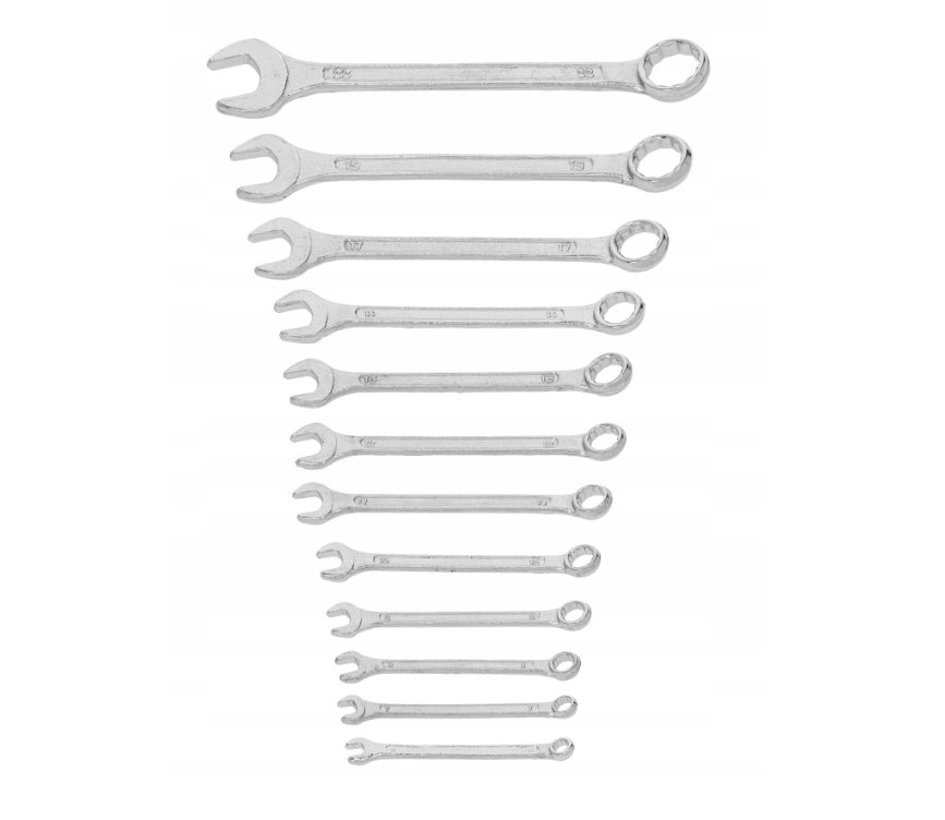 EYE-FLAT WRENCHES 6-22MM SET 12PCS STEEL CRV STRONG CASE FOR WORKSHOP Packaging status original