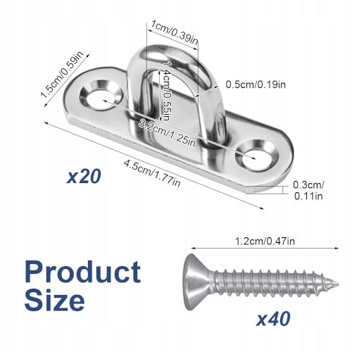 EYE PLATES FOR MOUNTING M5 STAINLESS STEEL 304 SET OF 12 Manufacturer code Bez marki