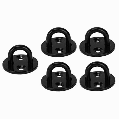 EYELET PLATE WALL ANCHOR BLACK STAINLESS STEEL REINFORCED 5 PCS