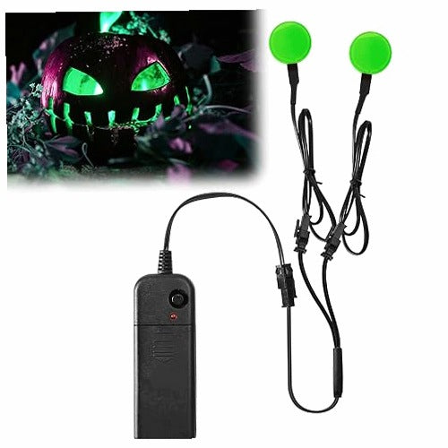 EYES LED NEON 30 MM GREEN FOR HALLOWEEN PUMPKIN MASKS 2 PIECES DIY