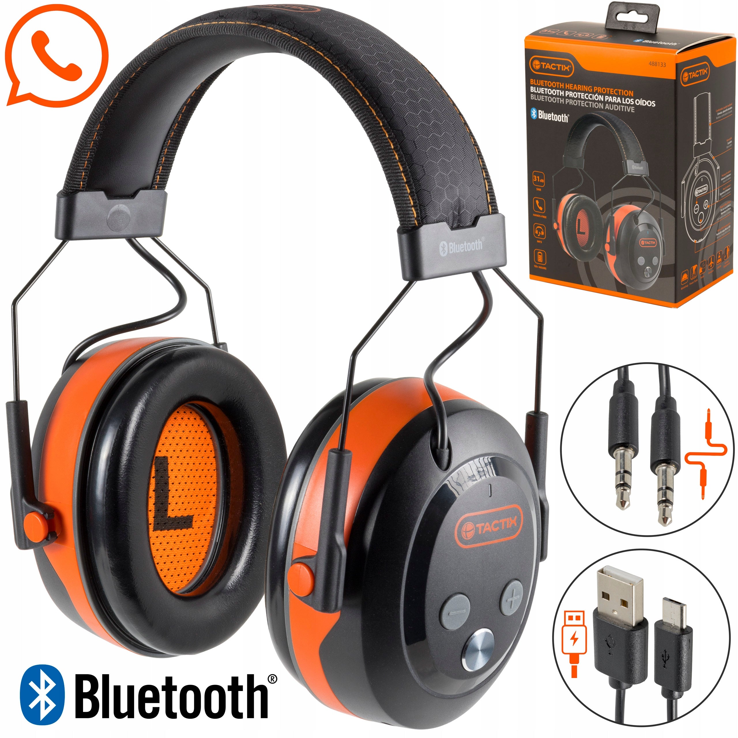 Earphone Earmuffs PROTECTIVE BLUETOOTH PHONE IPX3 wireless - TACTIX Packaging status original