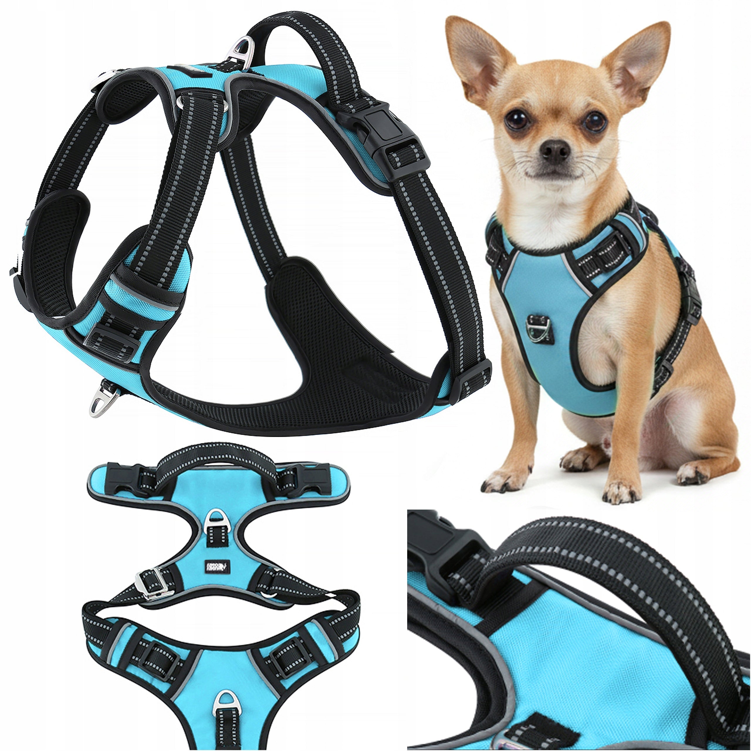 Easy walk dog harness adjustable HUGGY DOGGY guard reflective XS