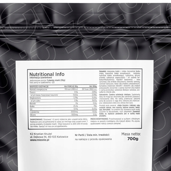 Eccono MILK WHEY PROTEIN 700g NIGHT PROTEIN CASEIN WPC GLYCINE Vanilla Packaging status original