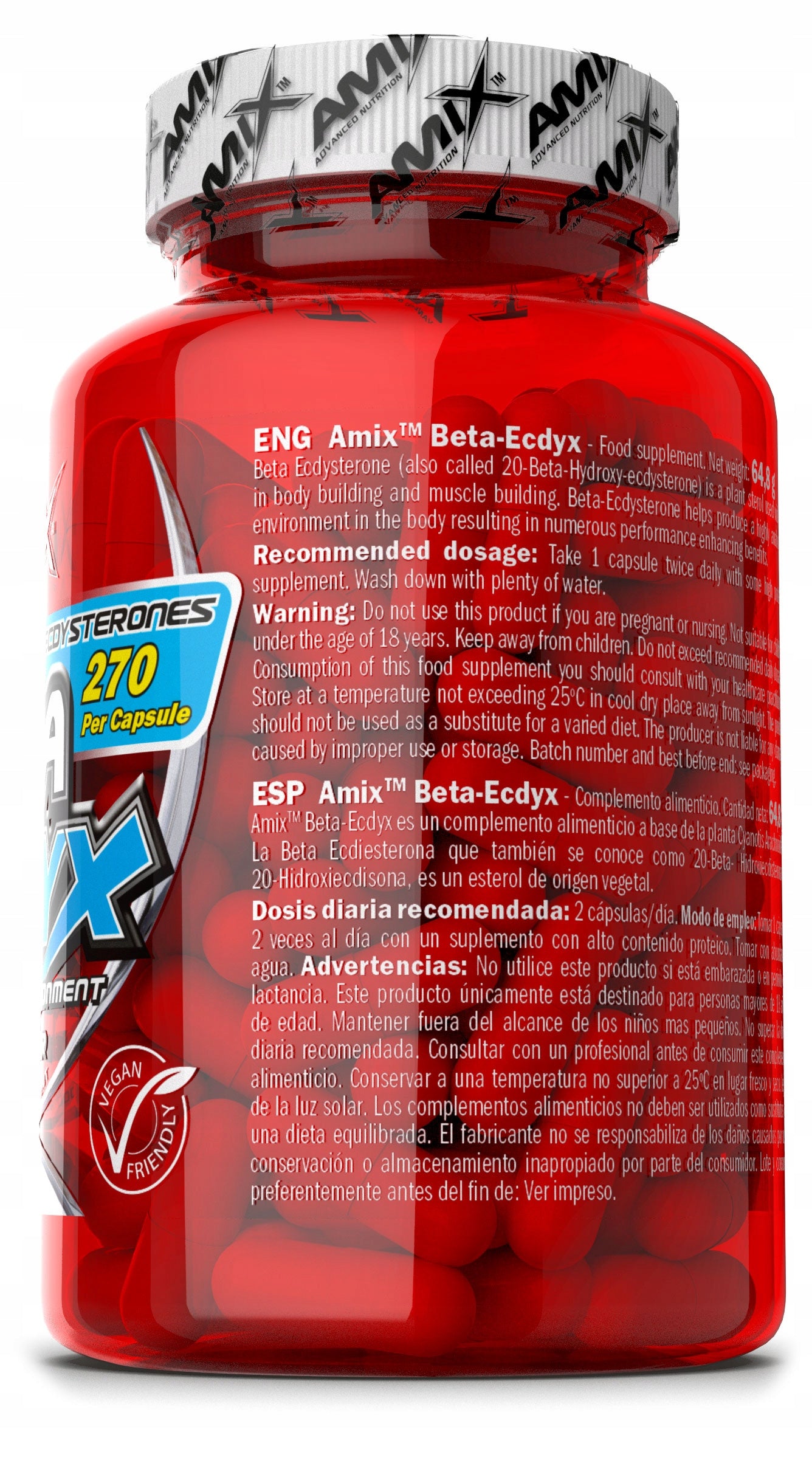 Ecdysterone 270 mg 90 capsules extract Cyanotis Arachnoidea testosterone Expiration date at least 1 year from the date of purchase