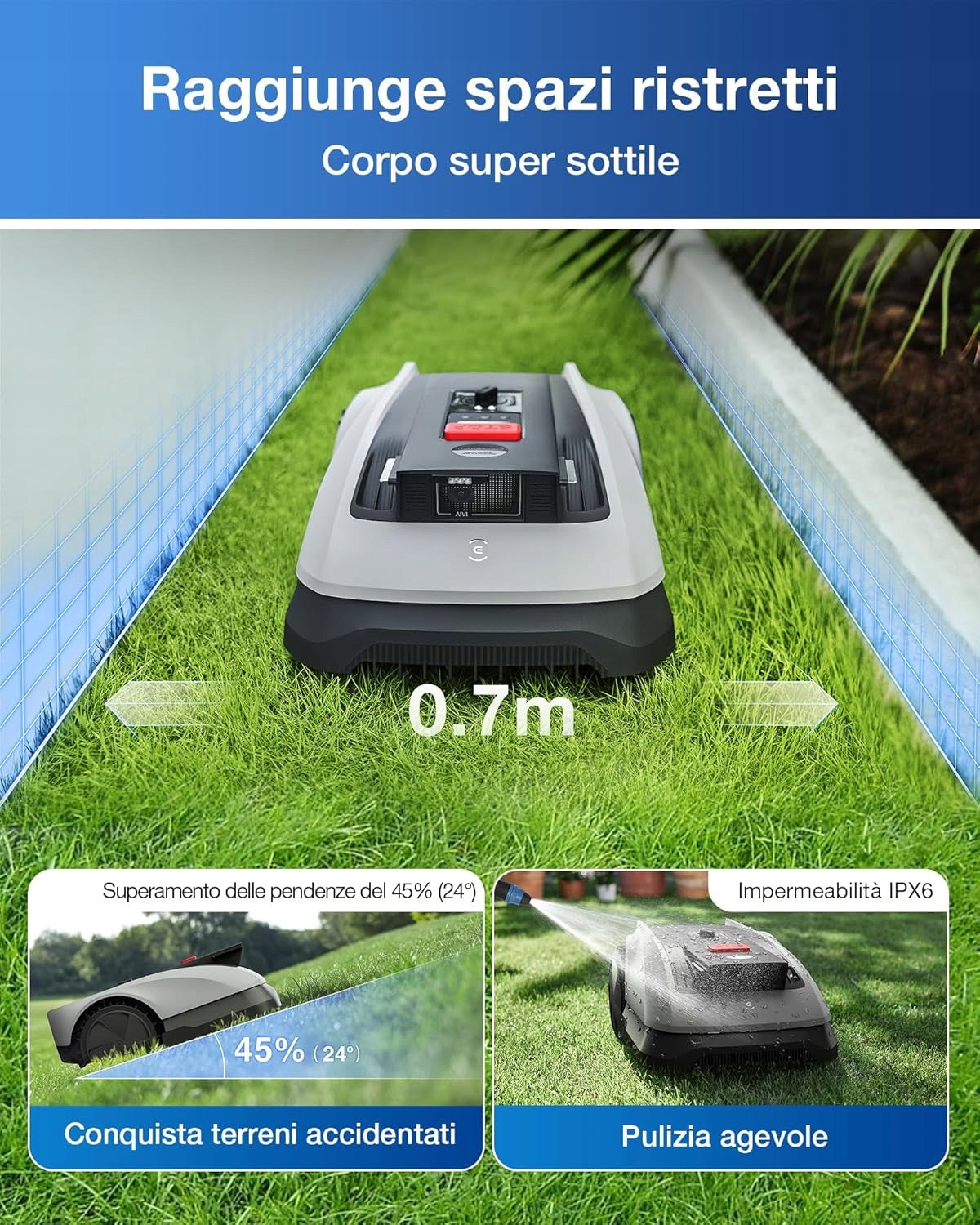 Ecovacs Goat 0600 RTK | robotic lawn mower automatic 19CM Mowing height adjustment range 8–8 cm