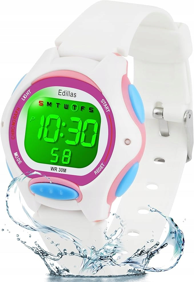 Edillas Children's Watch Digital Watch Pink and White