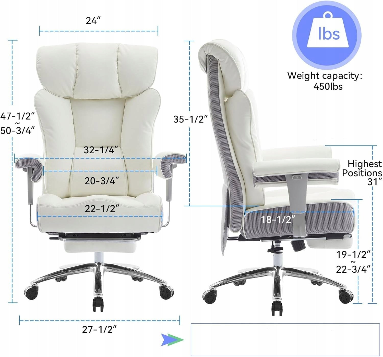 Efomao Office Chair Ergonomic Faux Leather Lumbar Headrest Gaming White Manufacturer code b0cqt1gg7c