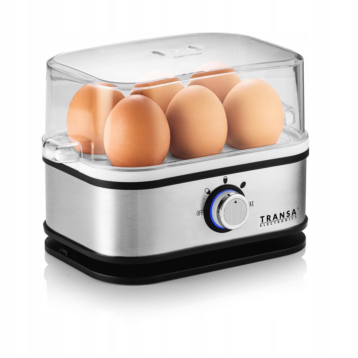 Egg Cooker 6 EGGS 3 DEGREES HARDNESS LEVEL AUTOMATIC TIMER Dominant color silver/gray