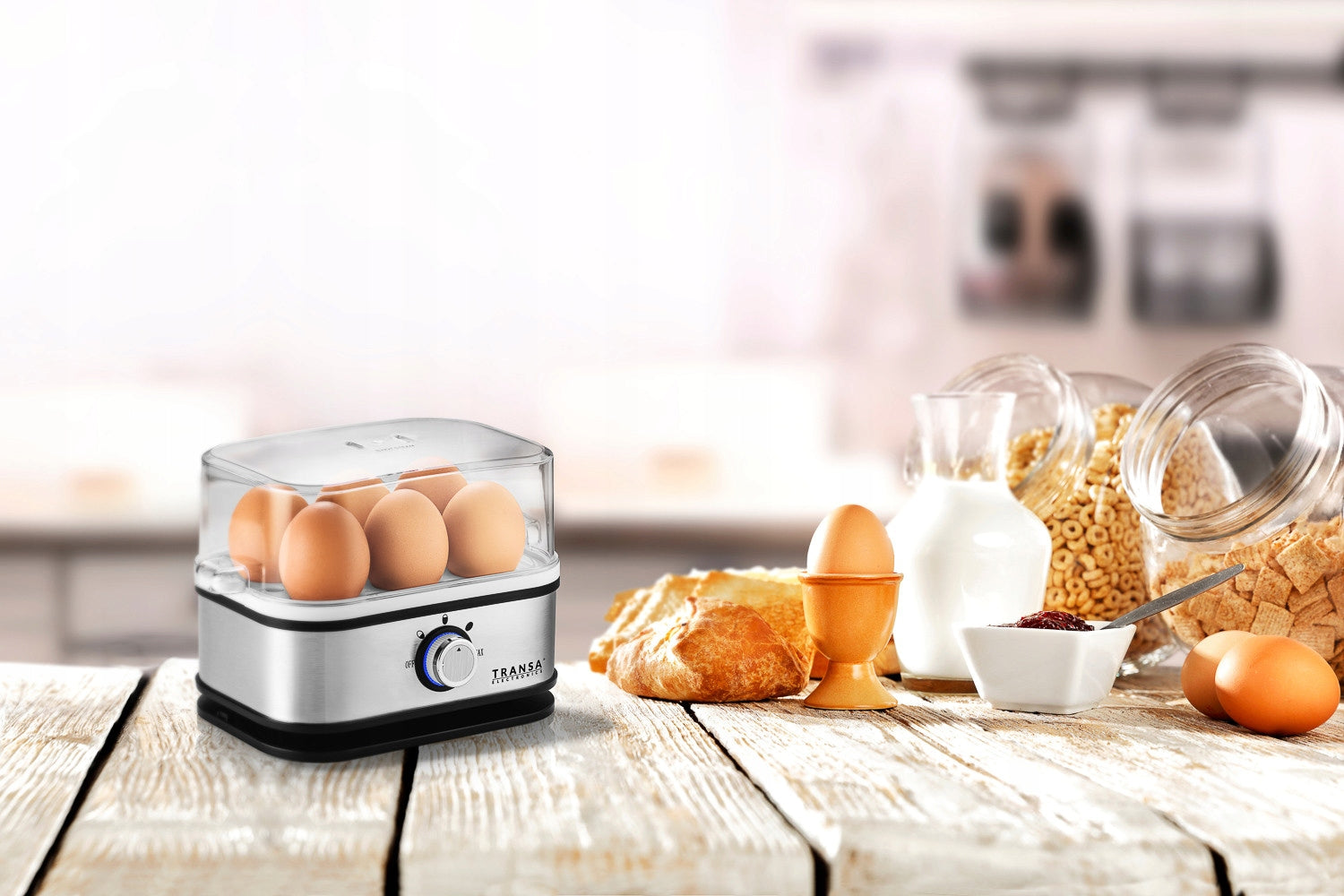 Egg Cooker 6 EGGS 3 DEGREES HARDNESS LEVEL AUTOMATIC TIMER Egg hardness adjustment yes