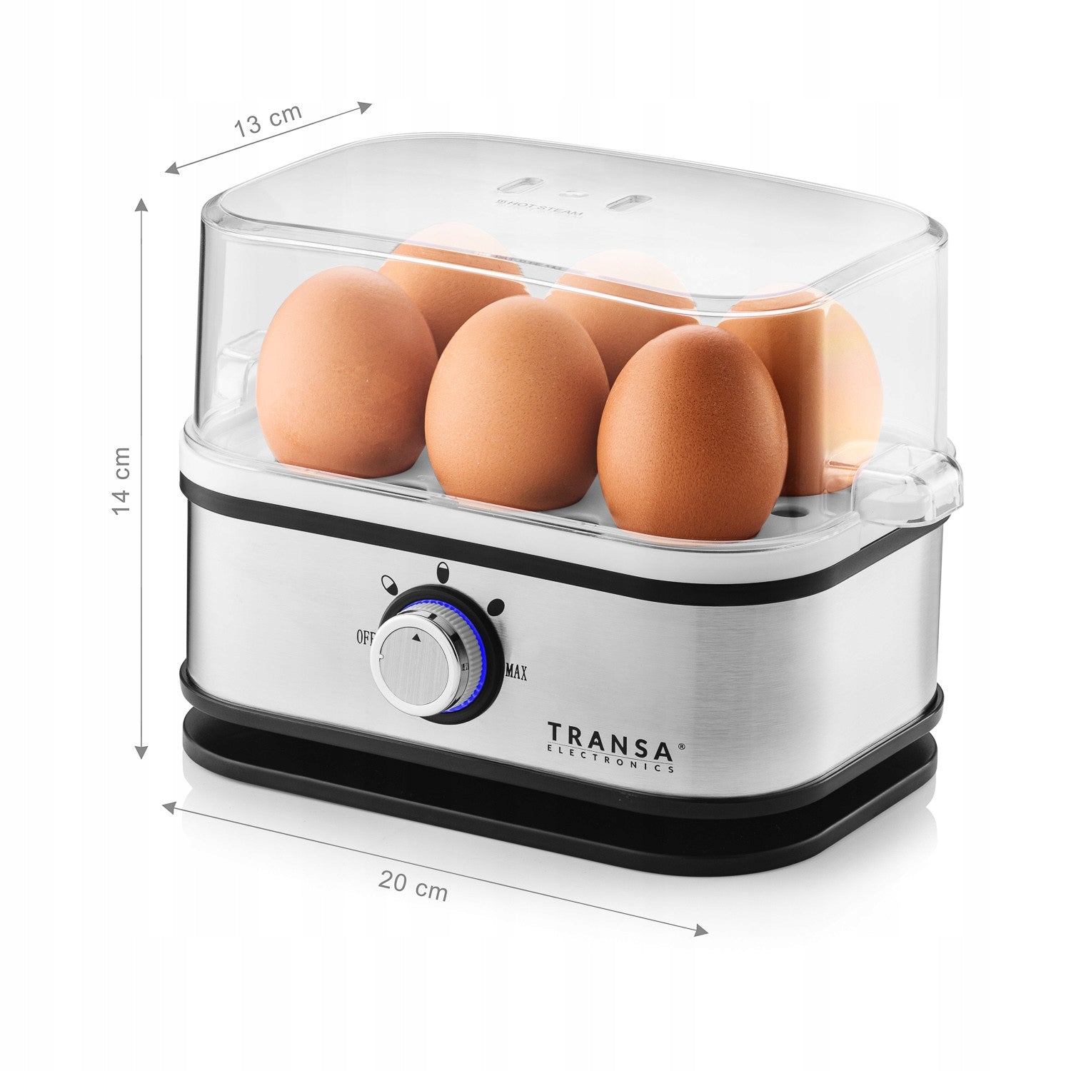 Egg Cooker 6 EGGS 3 DEGREES HARDNESS LEVEL AUTOMATIC TIMER Maximum number of eggs 6