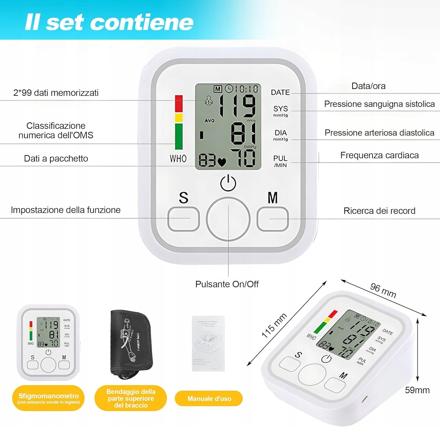 Electri-HQ LED shoulder blood pressure monitor, cuff 22-36 cm Medical device no