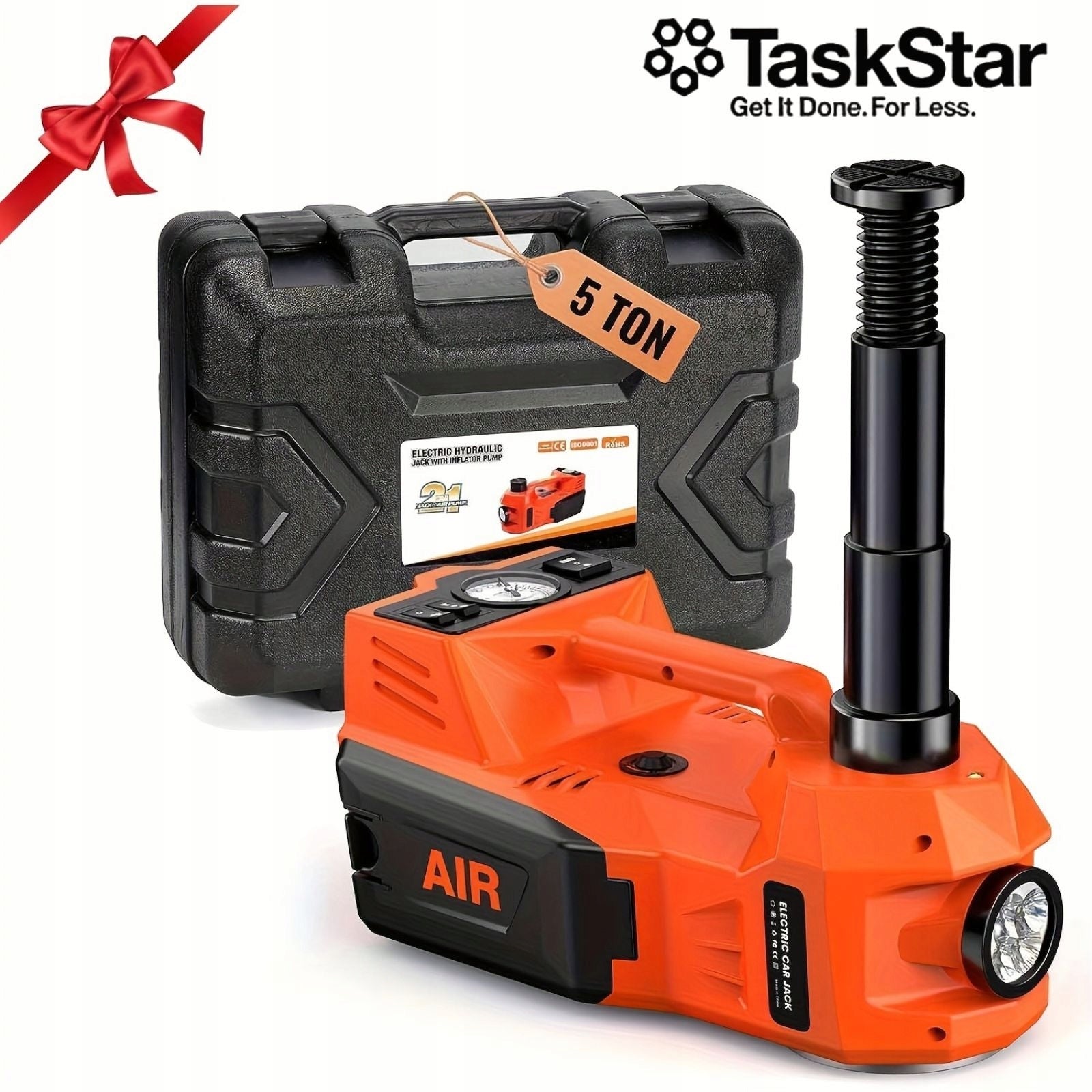 Electric 5T Car Jack Hydraulic Car Jack w/ Air Compressor & LED Light