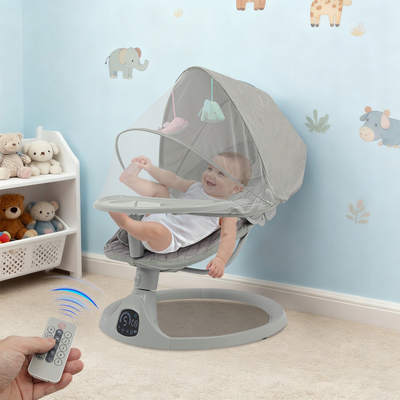 Electric Baby Rocker Bluetooth Toddler Swing Silent Casters 0-18 Months Brand no brand