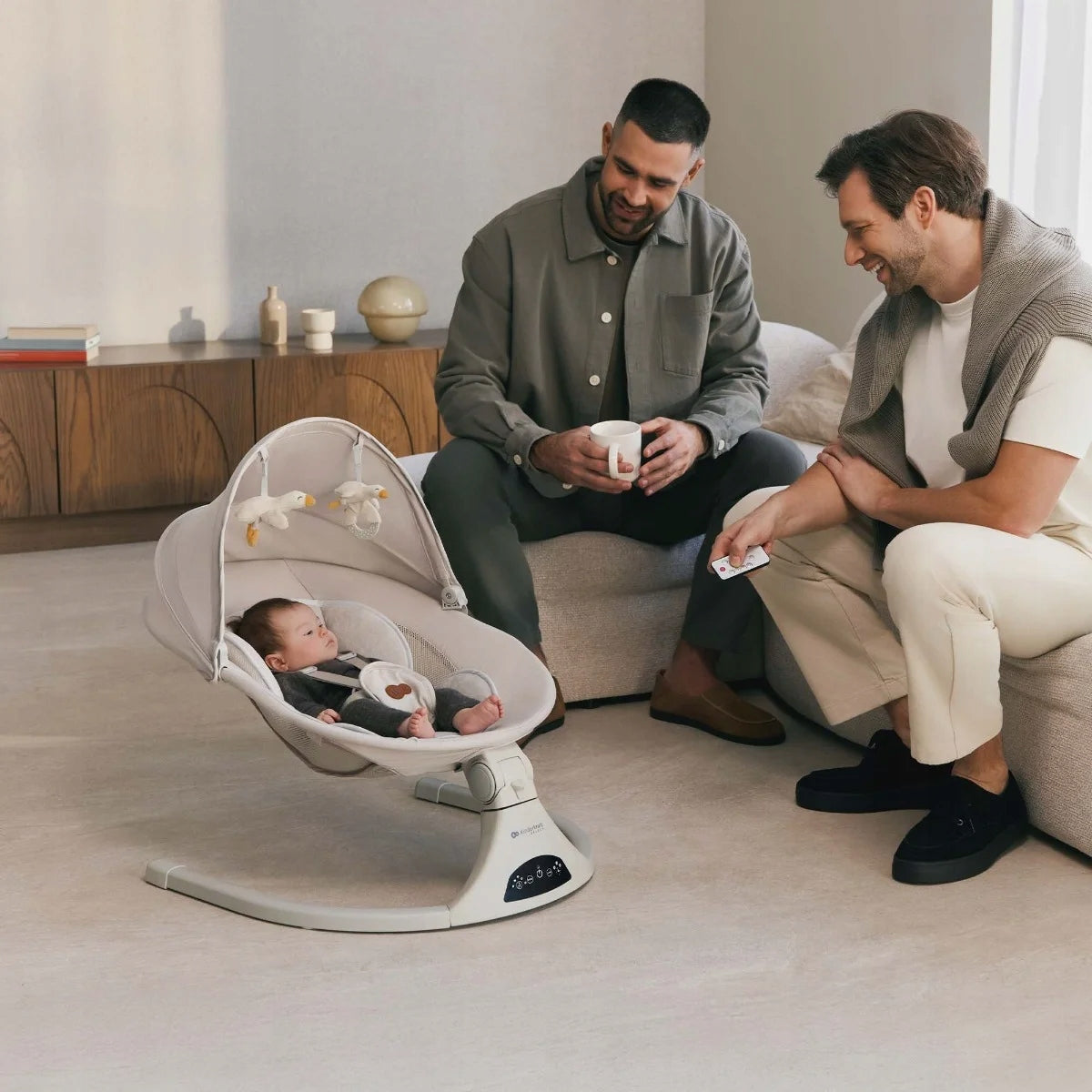 Electric Baby Rocker Lounger Kinderkraft TULSY Light Beige Kind bouncer