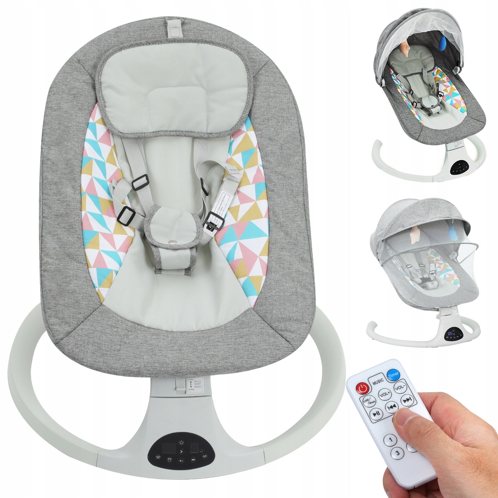 Electric Baby Swing with Remote Control Detachable Seat Pad Swing for 0-12M Packaging status original
