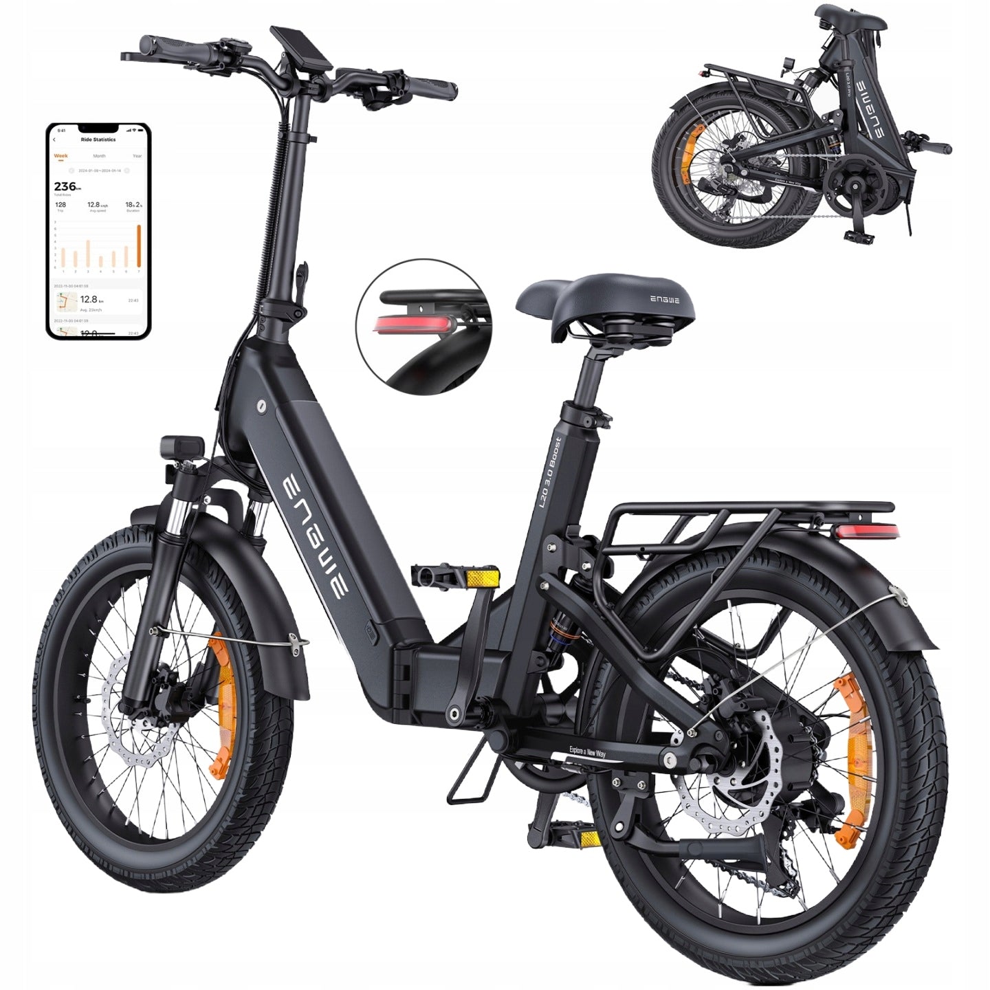 Electric Bike ENGWE L20 3.0 Boost 250W 75Nm Hydraulic Brakes APP