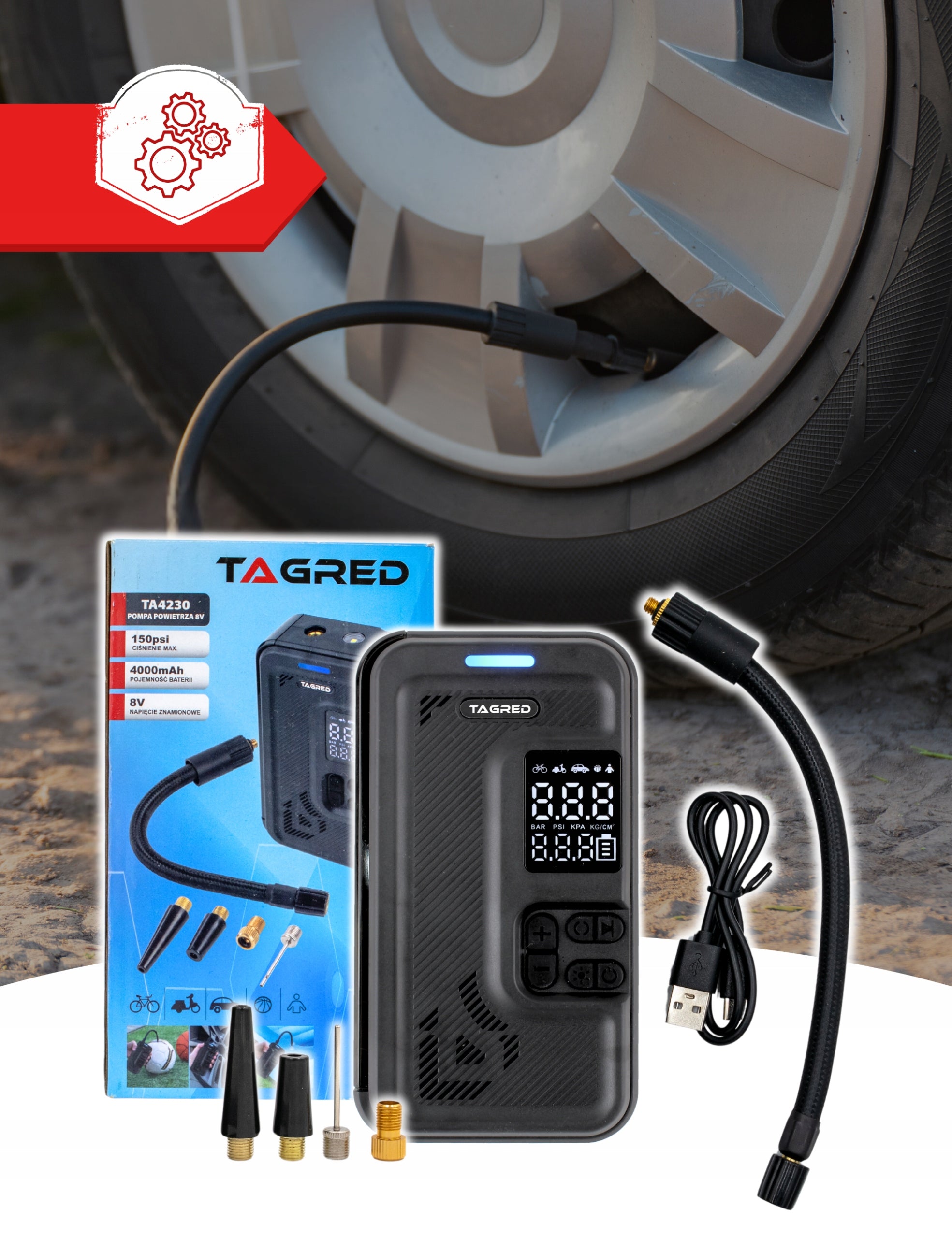 Electric Car Bicycle Pump STRONG for LCD Ball Wheel Mattress Manufacturer code TA4230