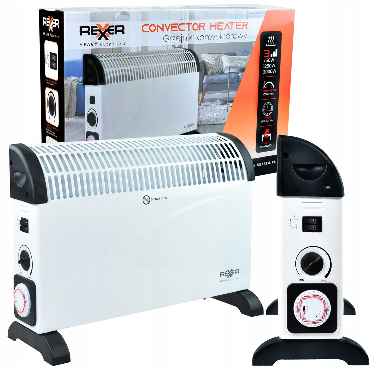 Electric Convector Heater Calorifer Rexxer 2000 W with Timer Stove