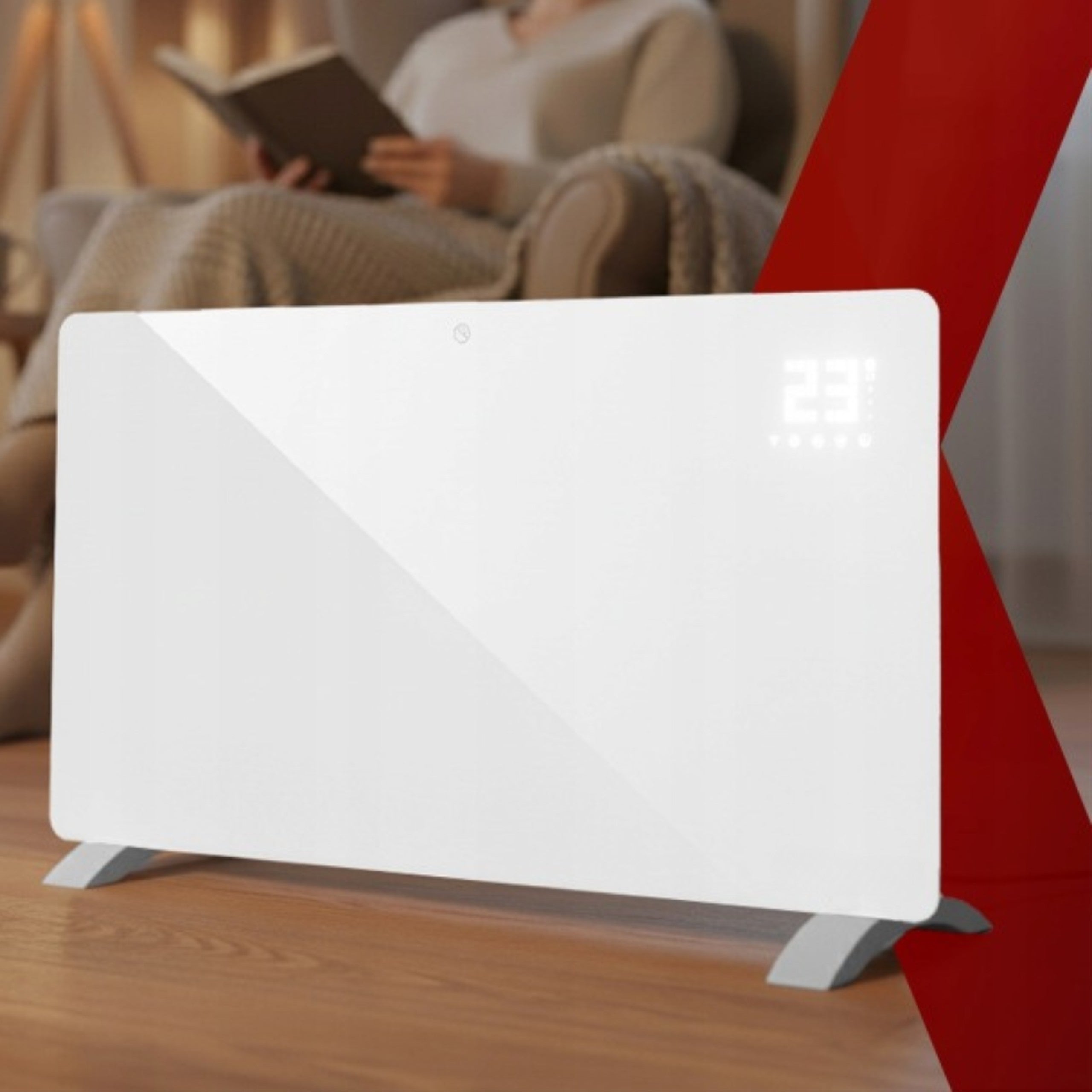 Electric Convector Heater Energy Saving Glass LED 2500W White Brand no brand