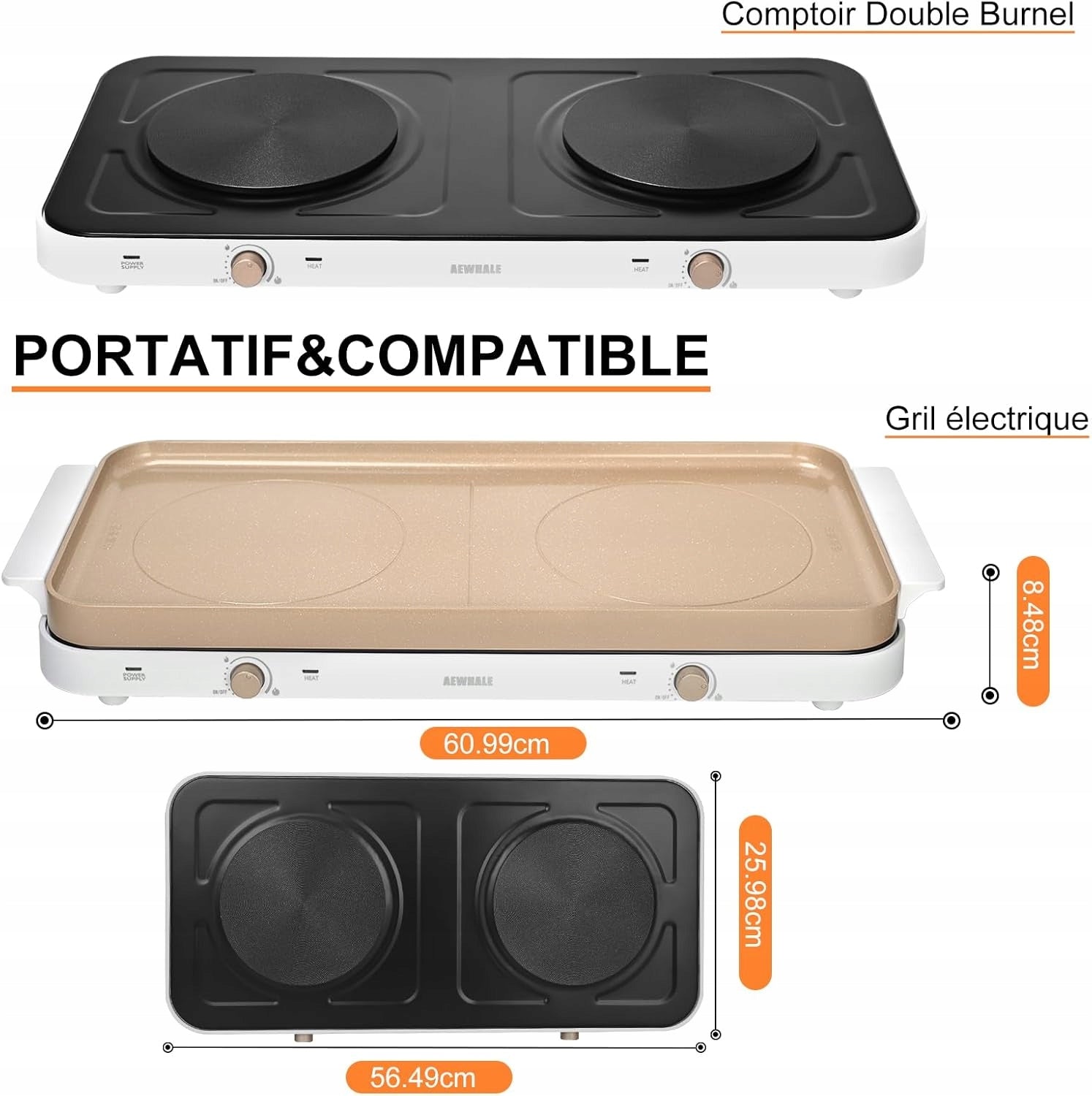 Electric Cooker Grill Plate AEWHALE 2in1 Model AEWHALE